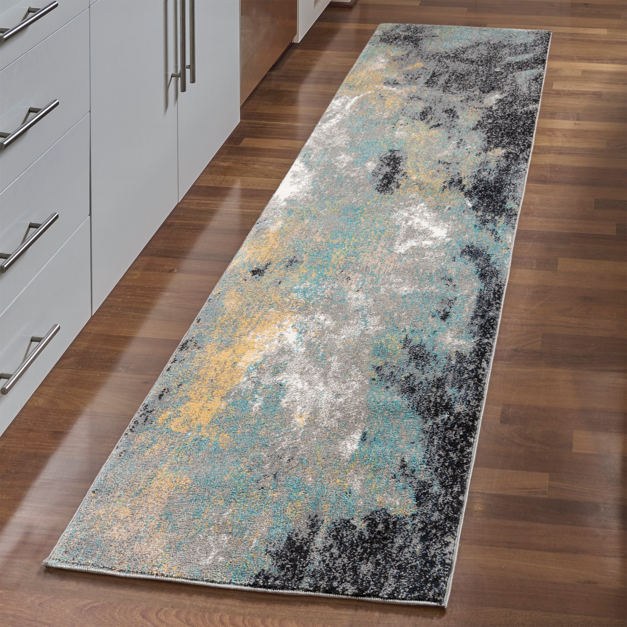 GERTMENIAN 23851 Ciaran Emil 2 x 8 (ft) Polypropylene Green and black tones Rectangular Indoor Abstract Runner rug