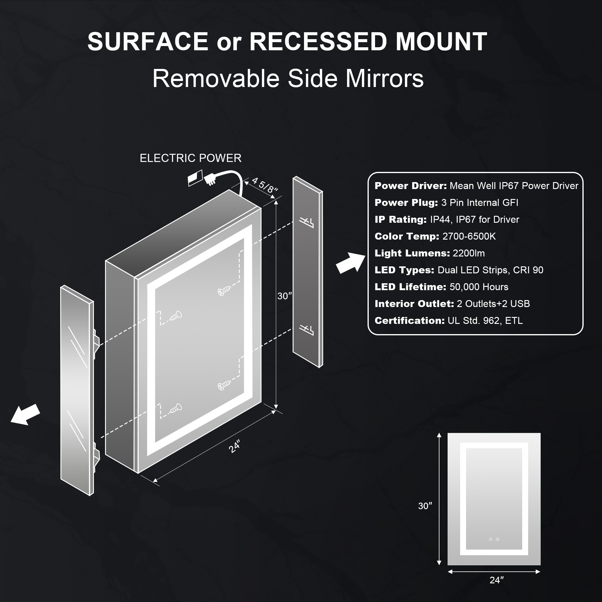 Forclover MEAL-NI2430R Bathroom-Medicine-Cabinets - View #9