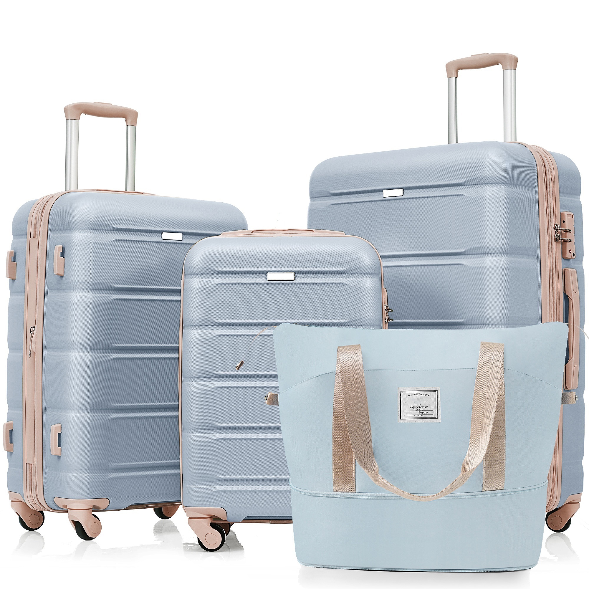 SINOFURN SYD9600011LB 18.1x11.6x28.4 Light Blue Plastic Hardshell Suitcase set 4 -Bag