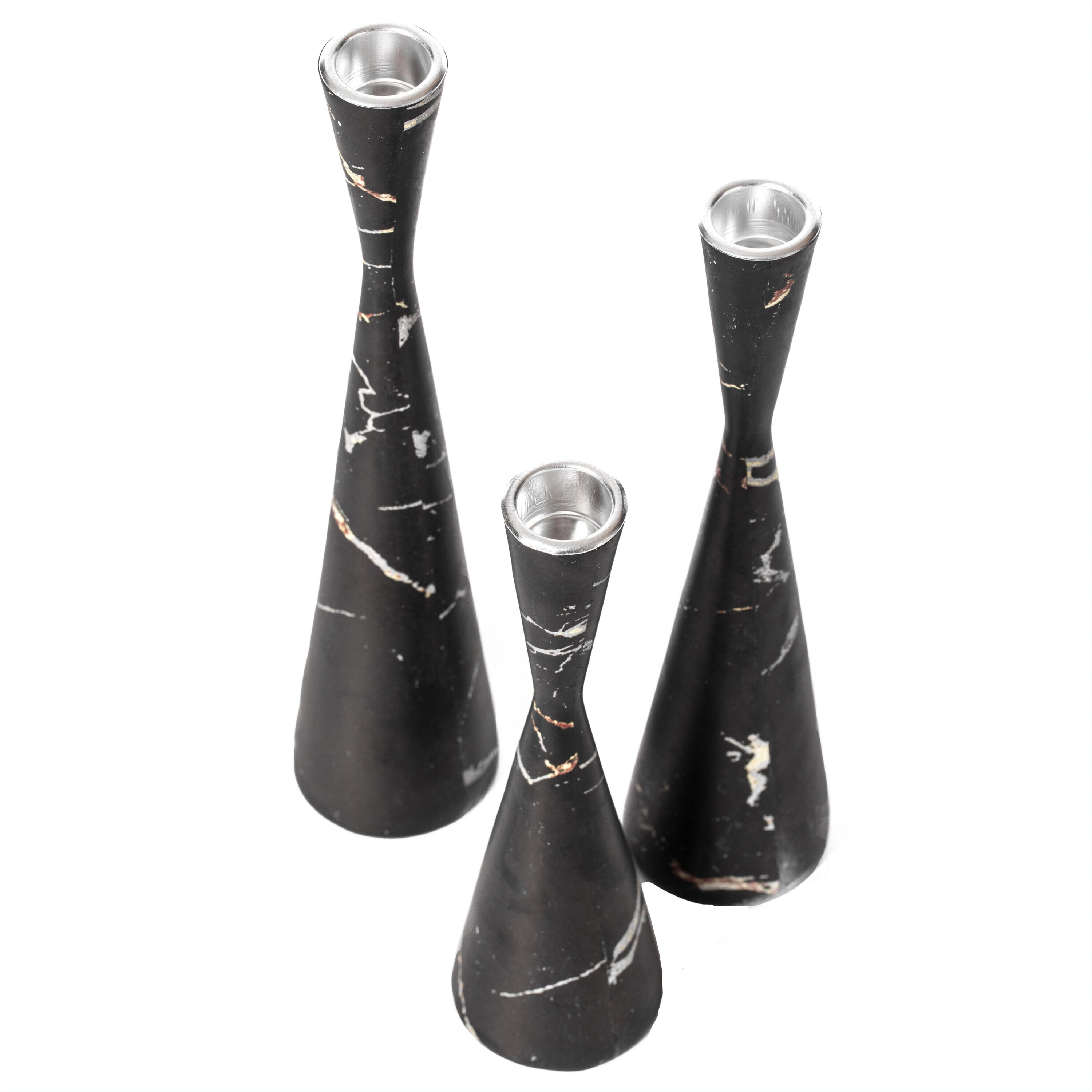Black Marble Resin Taper Candle Holders, Pack of 18