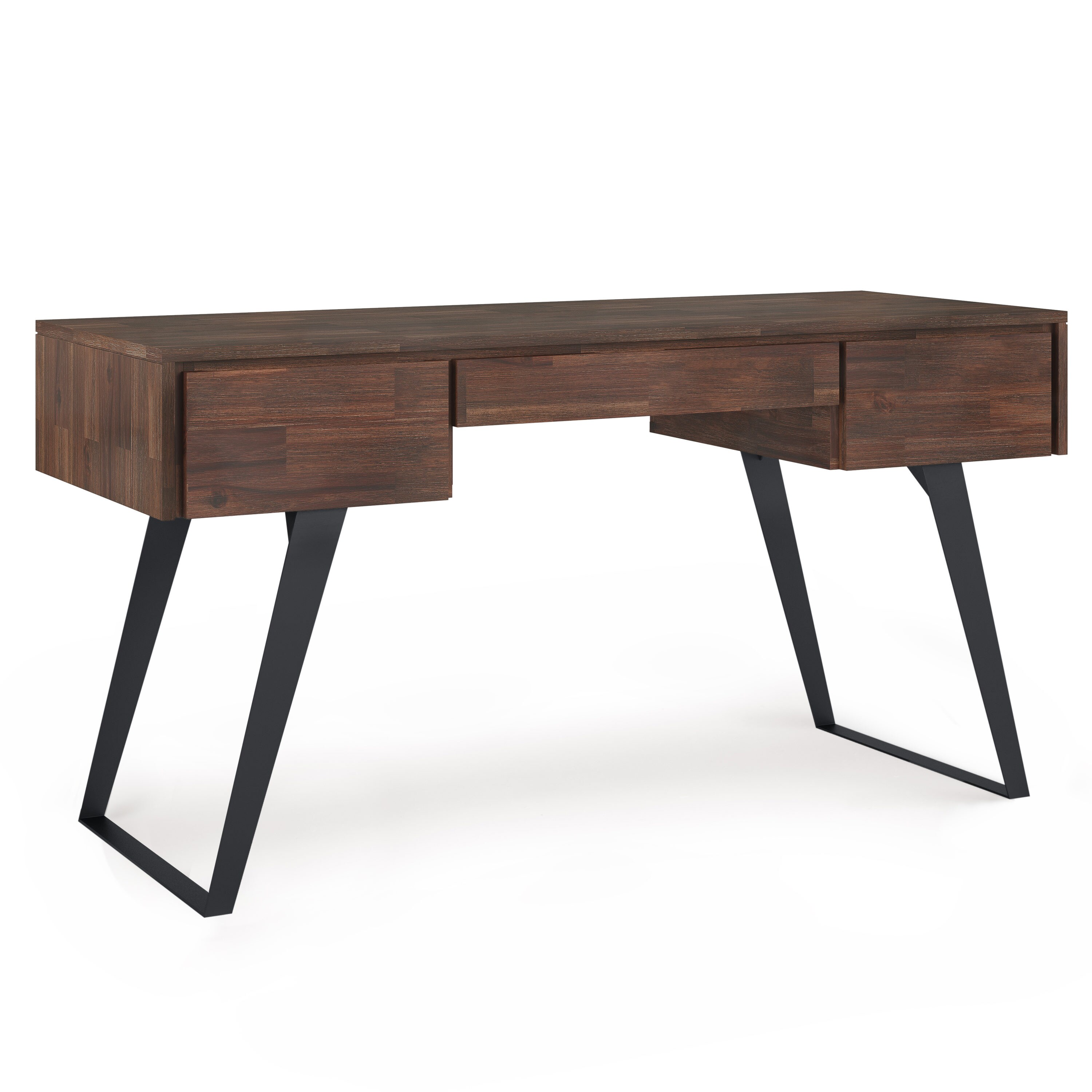 Erina Solid Acacia Wood Small Desk in Distressed Charcoal Brown