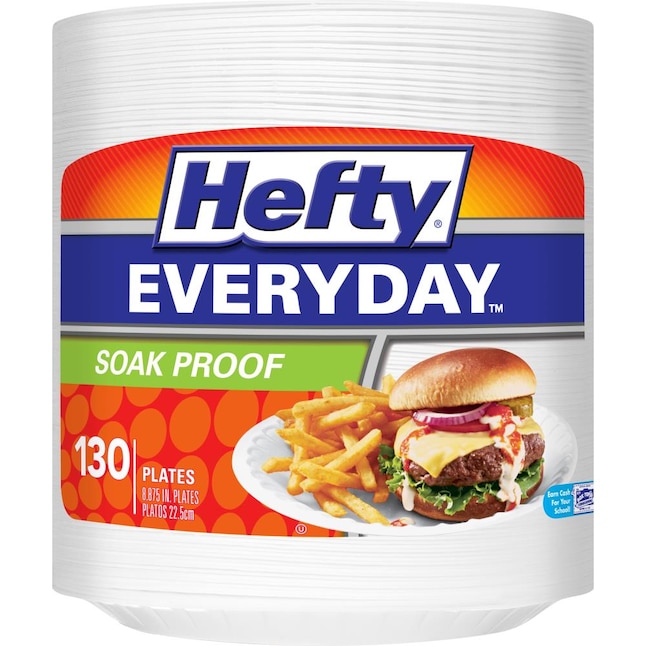 Hefty 130-Pack White Eps Foam Leak Proof Disposable Plates at