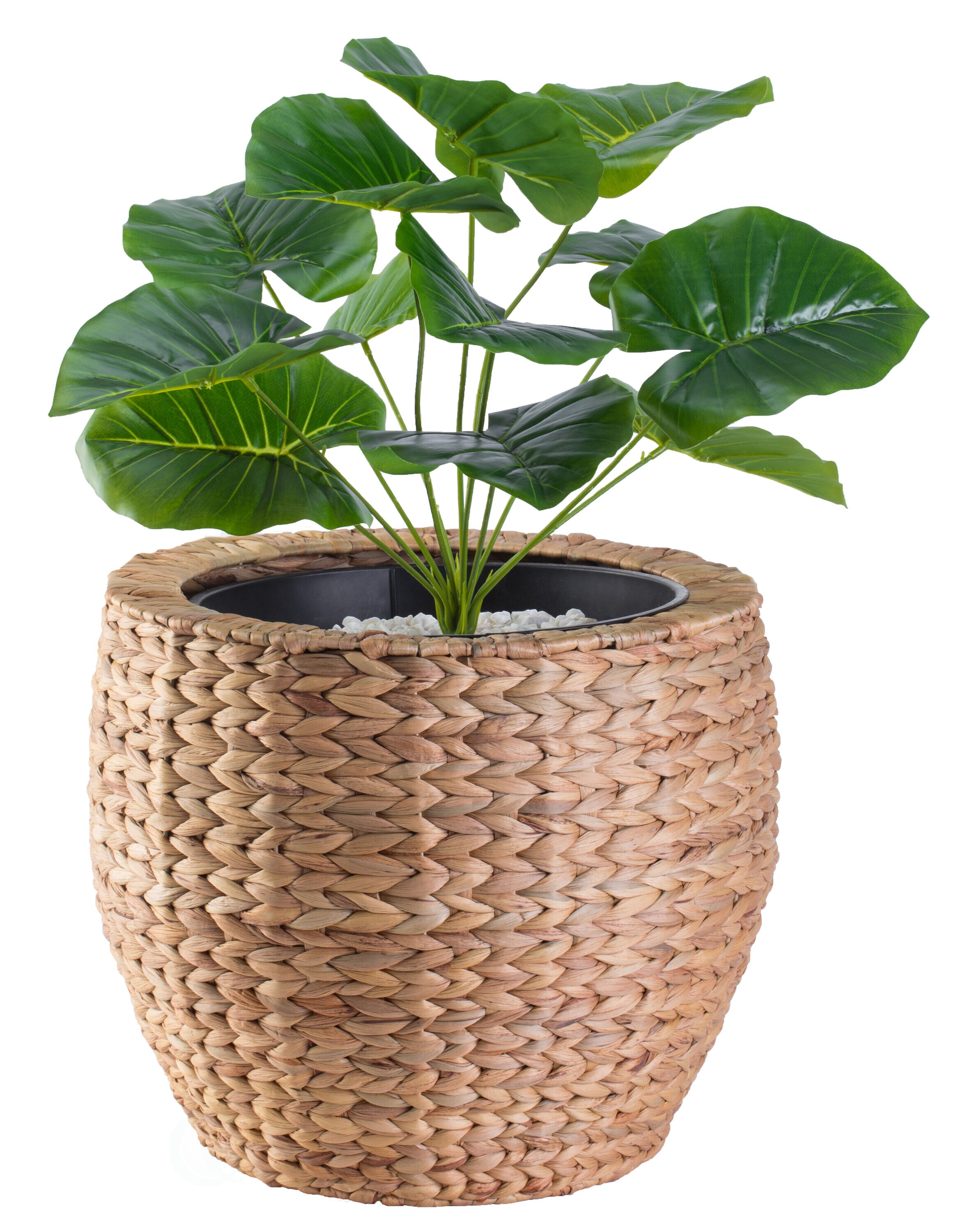 Vintiquewise QI003547.L Round 14.0-in W x 14-in H x 14-in D Brown Wood Indoor/Outdoor Planter