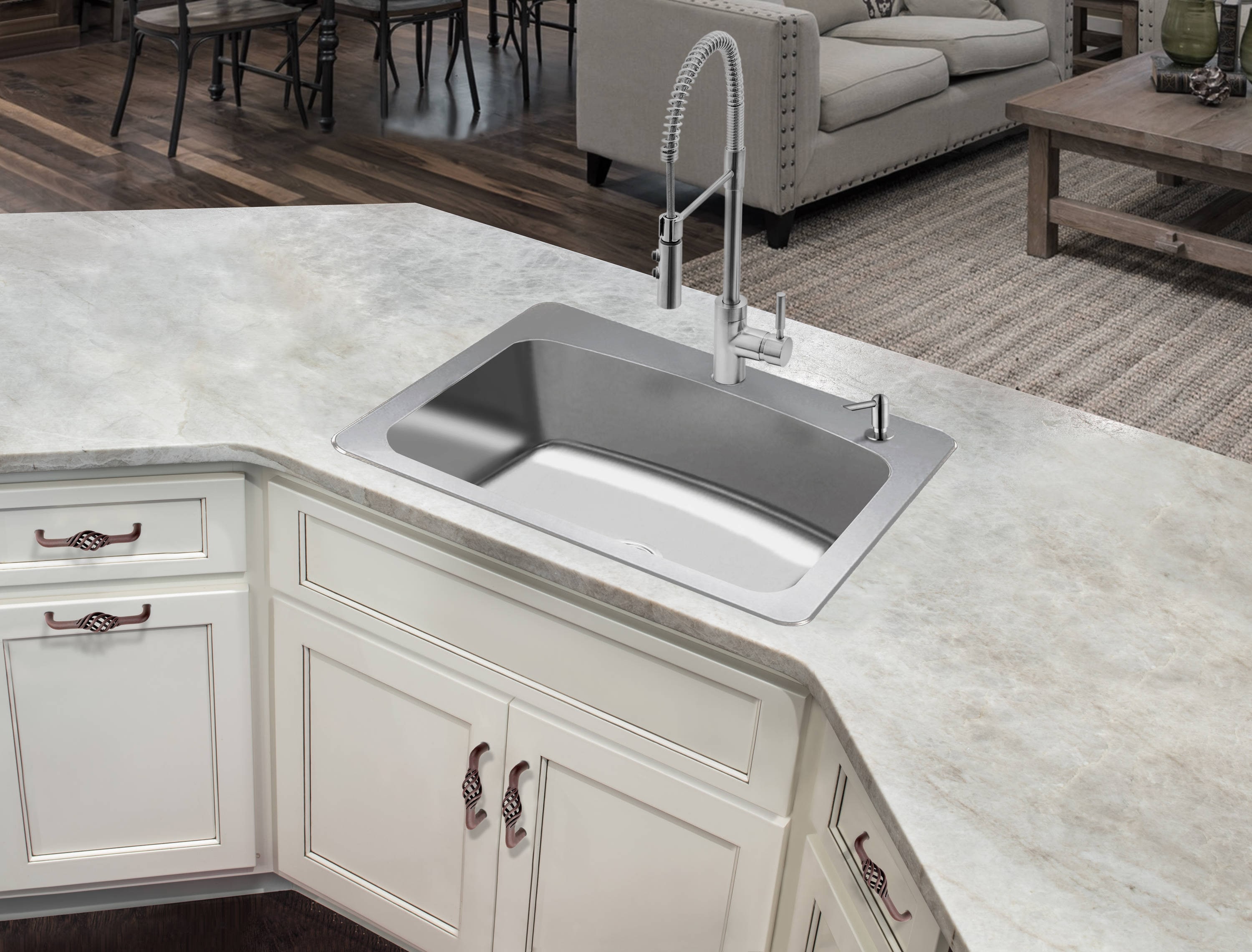 Superior Sinks Dual-mount 33-in x 22-in Brushed Satin Single Bowl 2-Hole Stainless Steel Kitchen Sink