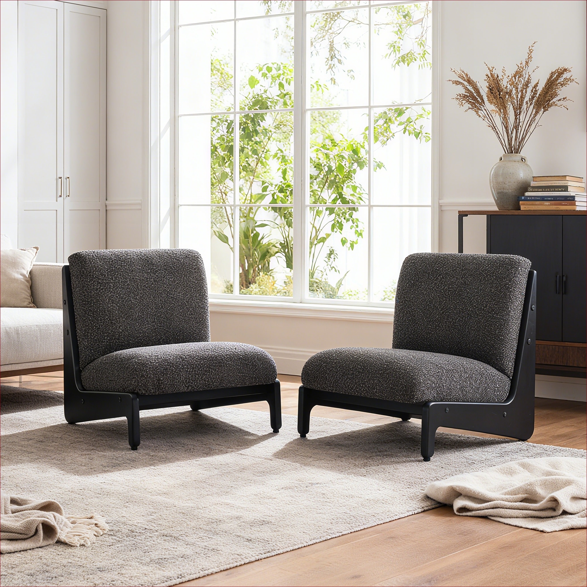 Watnature Modern Contemporary Accent Chair Sleek Black Polyester Solid ...