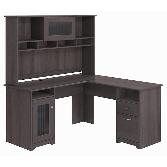 Bush Furniture Cabot 59 45 In Gray, L Shaped Glass Desk With Storage