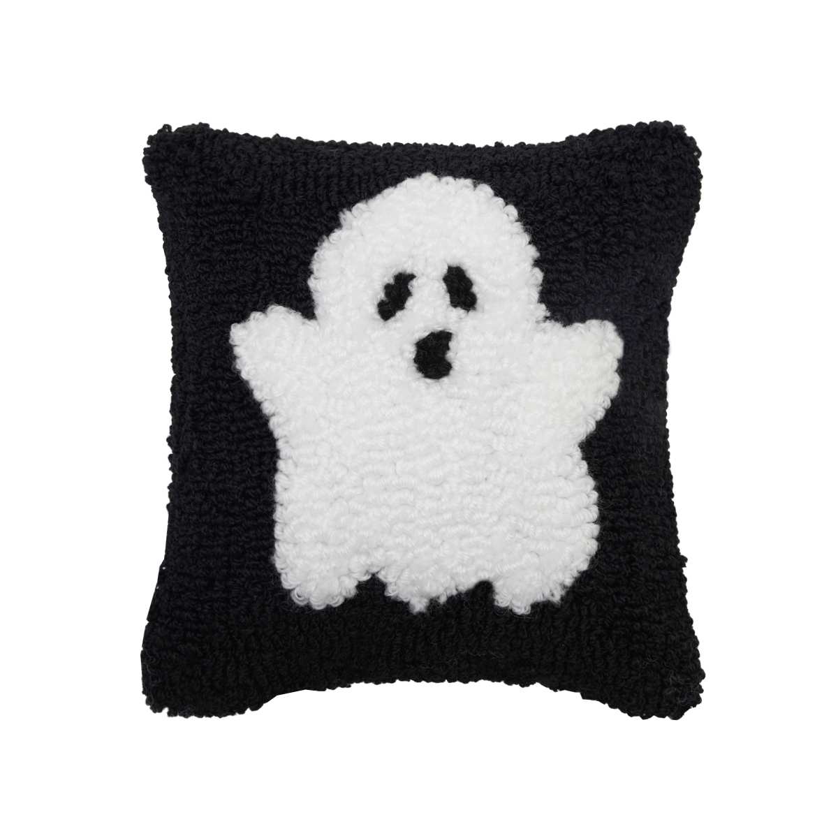 C&F Home Cute Ghost Mini Hooked Halloween Accent Pillow 8" x 8"