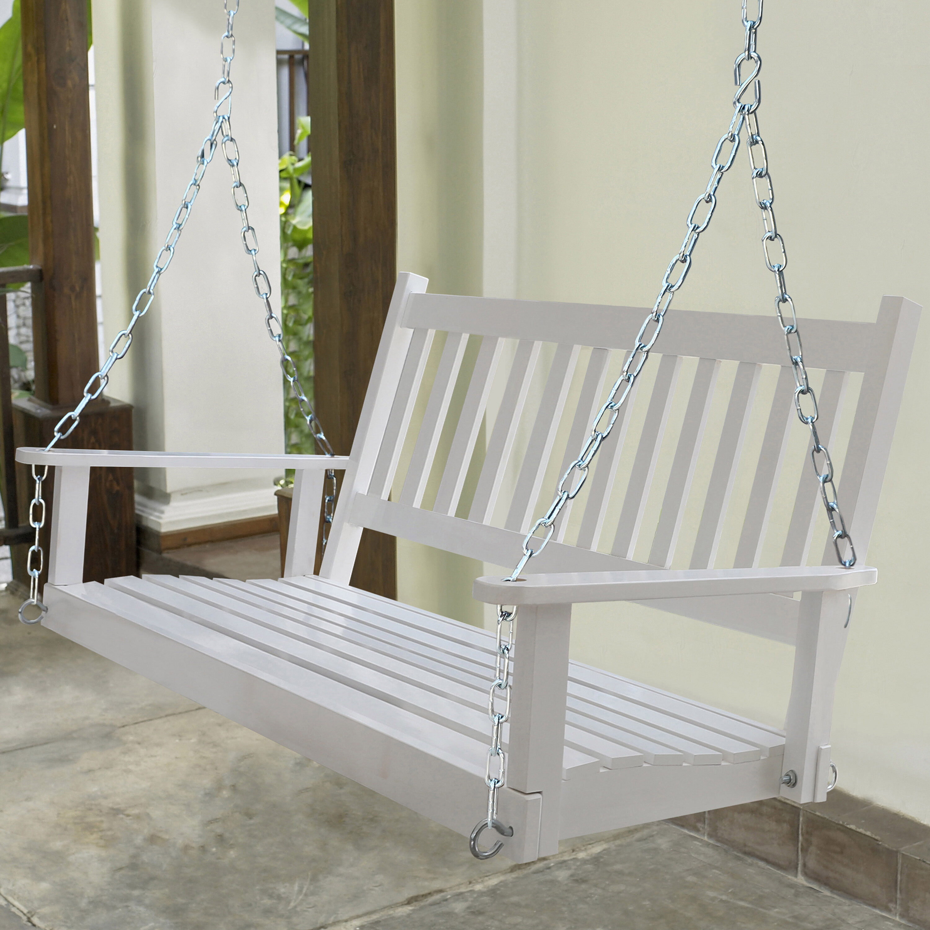 VEIKOUS 4 FT 2-person Natural Wood Outdoor Swing in the Porch Swings &  Gliders department at