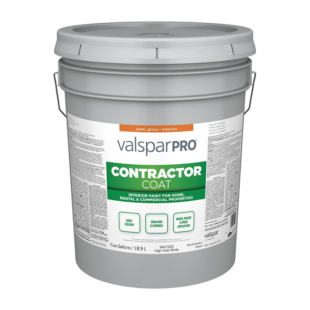 Valspar Pro Contractor Coat Semi-gloss High Hide White Latex Interior ...