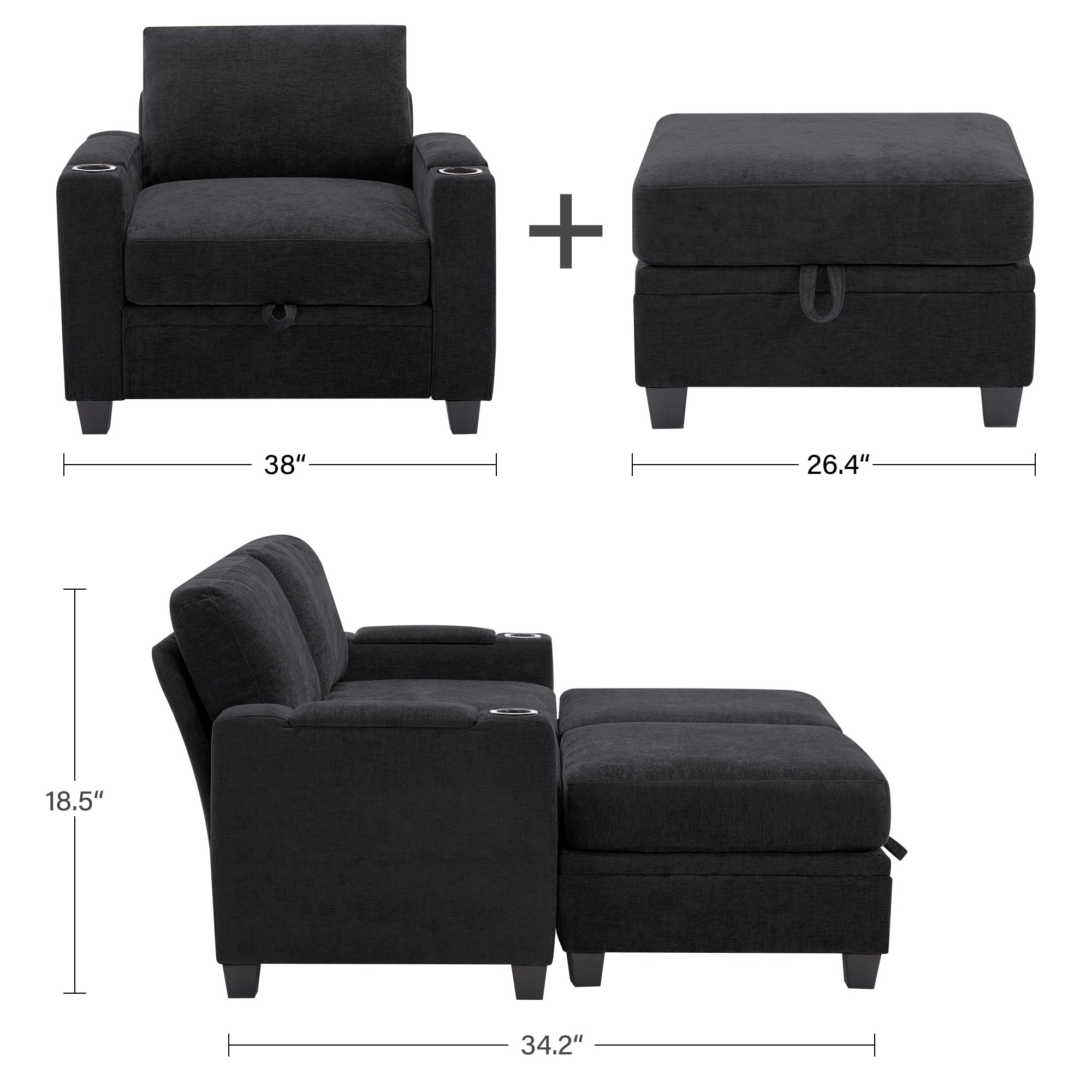 VOUA SAF-XNECW3-BL1 Sofas-Loveseats - View #7
