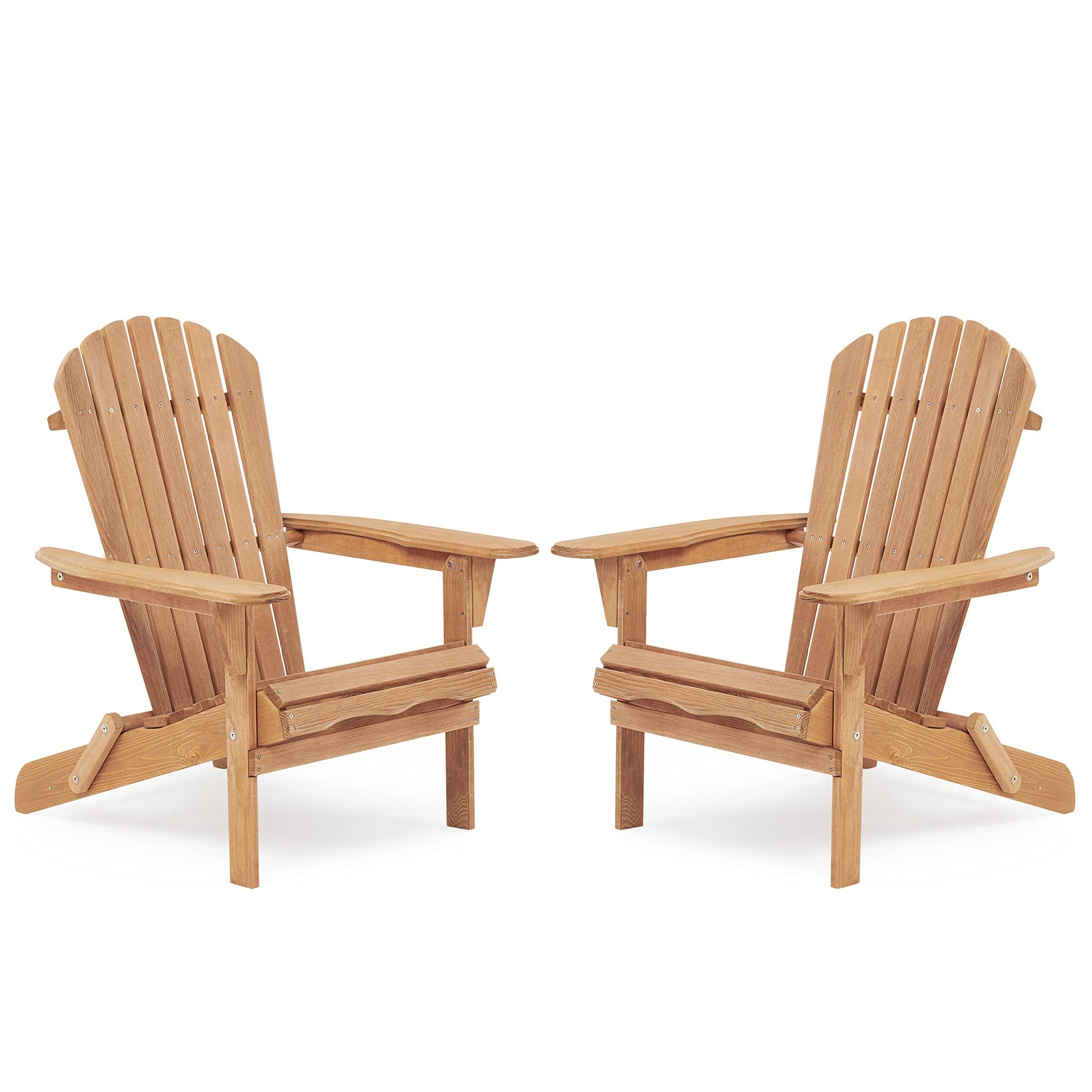 BABOOM Adirondack Chair Set of 2 Brown Wood Frame Stationary