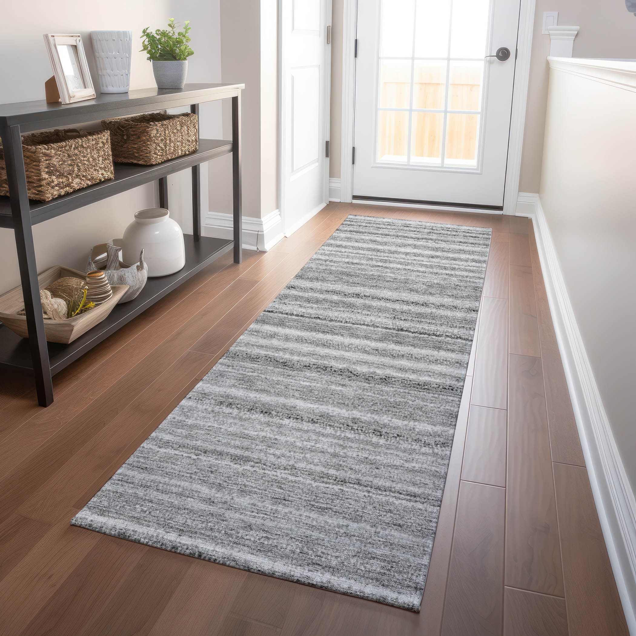 Addison Rugs ACN598GY2X8 Chantille ACN598GY 2 x 7 (ft) Polyester Gray Rectangular Indoor/Outdoor Abstract Machine washable Runner rug