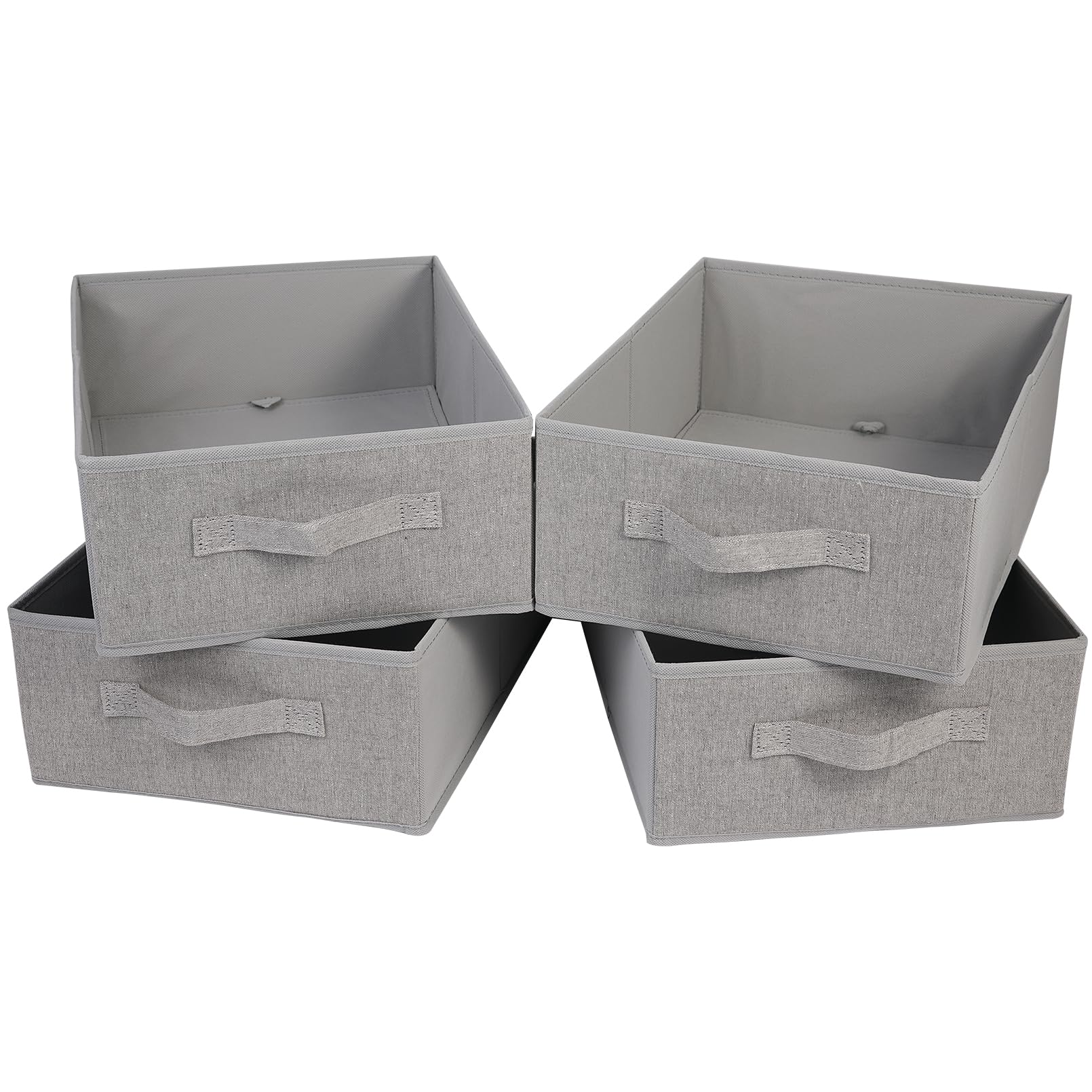Oyezvary  Foldable Storage Bins 4 pack Fabric Closet Organizer with Handles Rectangle Storage Baskets for Bedroom Shelves Open Top Storage Boxes