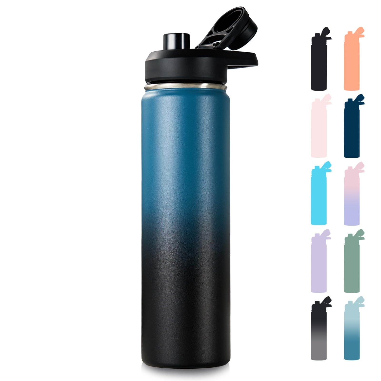 Justincity  24 oz Insulated Water Bottle Bottle with Handle Wide Mouth Double Wall Stainless Steel BPA Free Leak Proof Keeps Drinks Cold or Hot