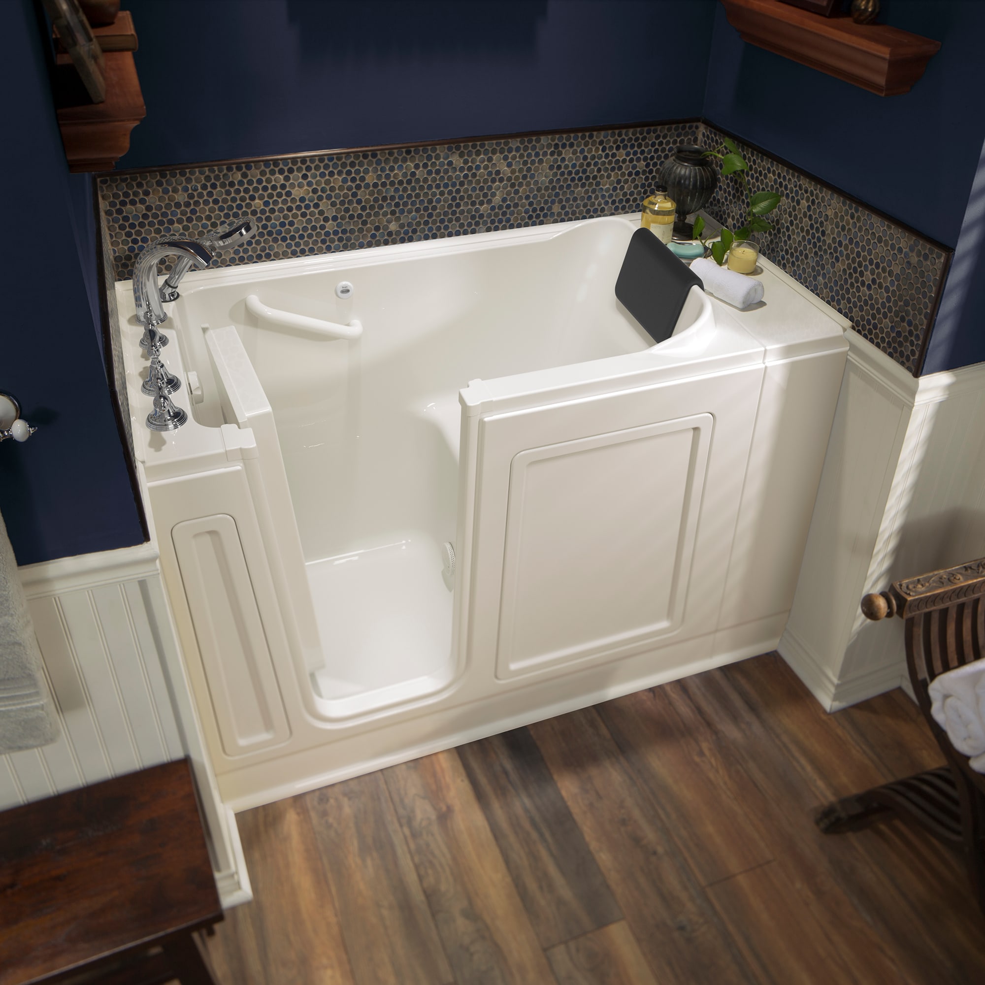 American Standard 2848.119.SLL 28.0-in x 48.0-in Linen Acrylic Rectangular Walk-in Soaking Bathtub with Faucet Hand Shower with Drain ( Left Drain )