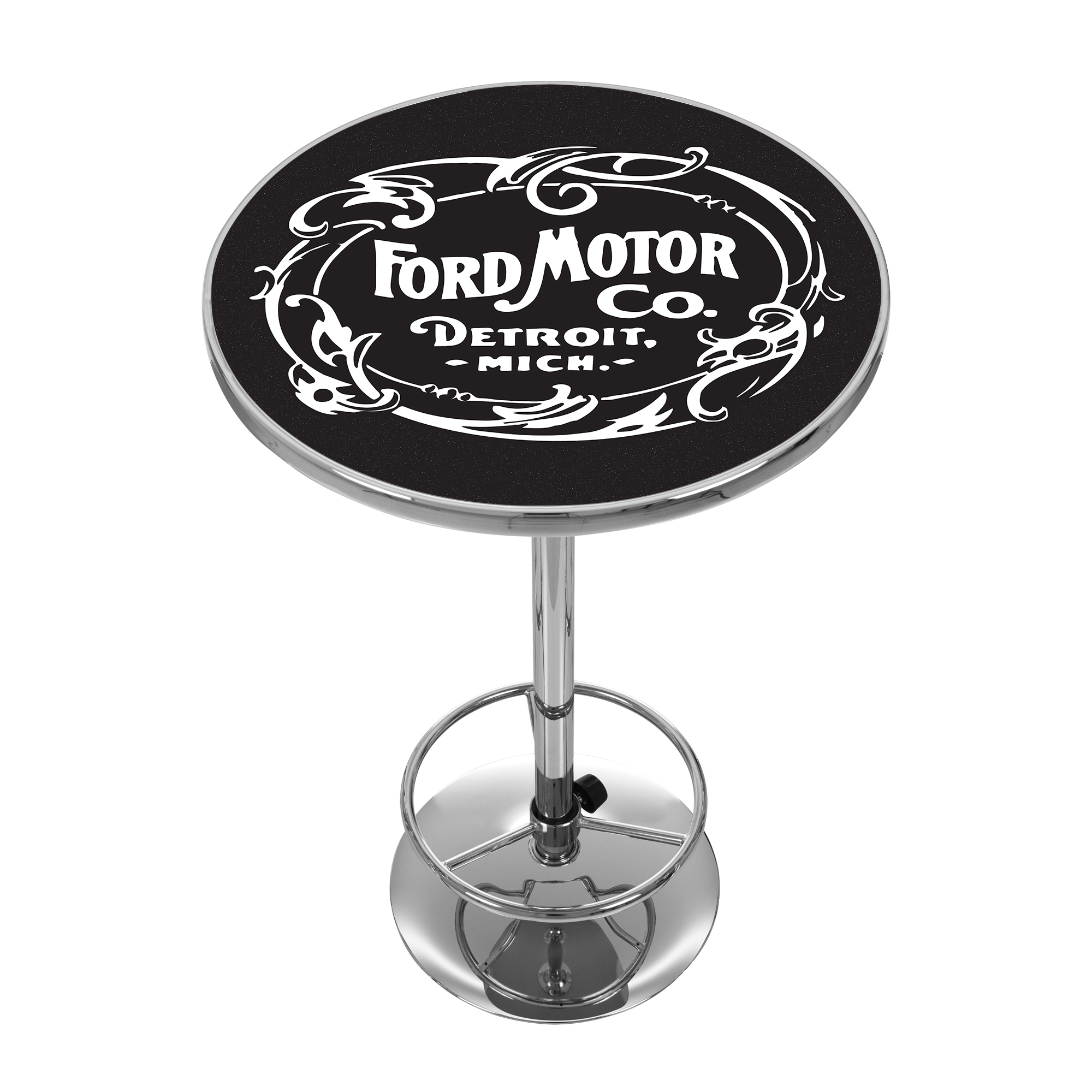 Trademark Gameroom FD2000-FM03 Pub Tables Chrome Round Traditional Bar Table, Composite with Metal Pedestal Base 27.375-in L x 42-in H
