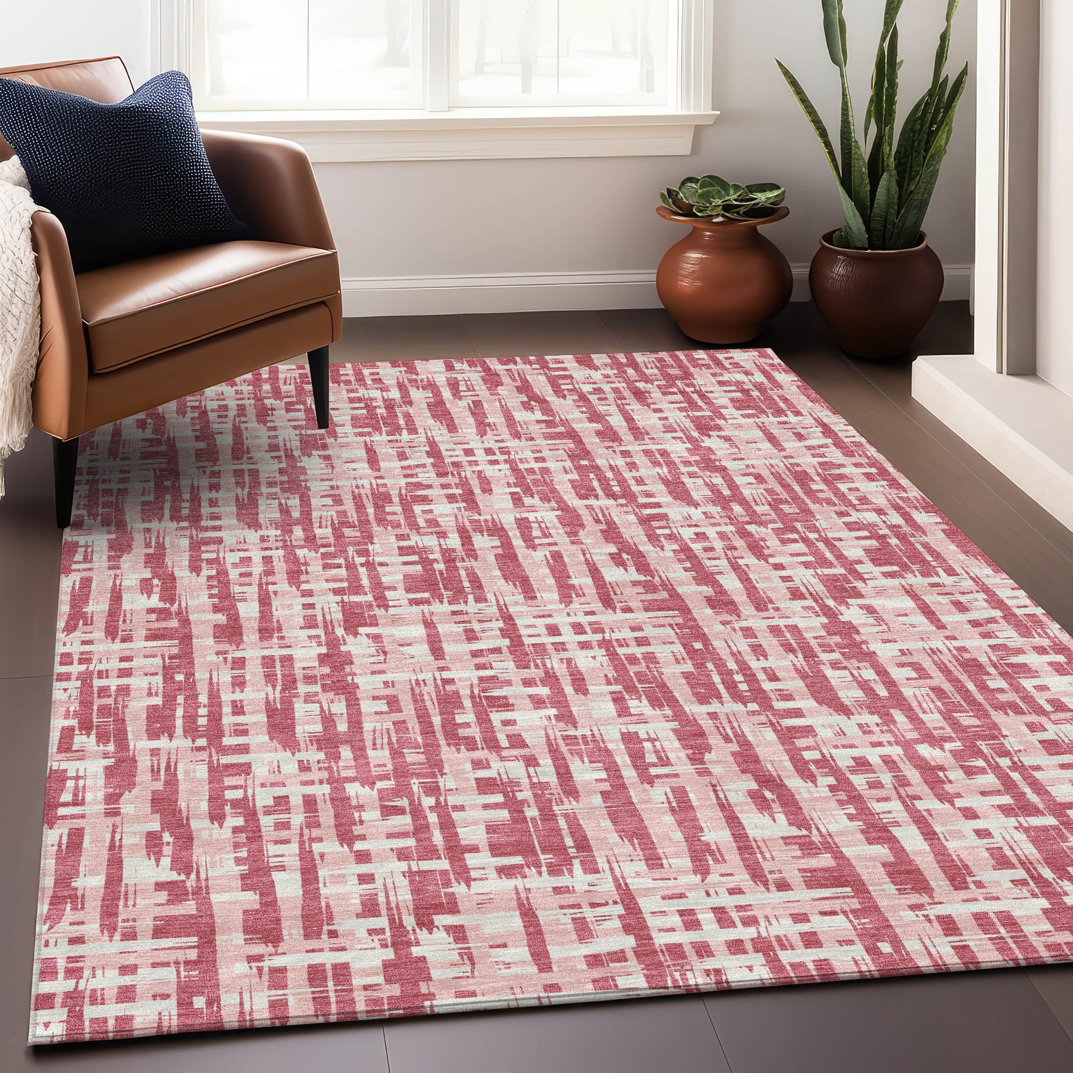 Addison Rugs ACN1059BL30X46 Chantille ACN1059BL 2 x 3 (ft) Polyester Blush Rectangular Indoor/Outdoor Geometric Machine washable Area rug