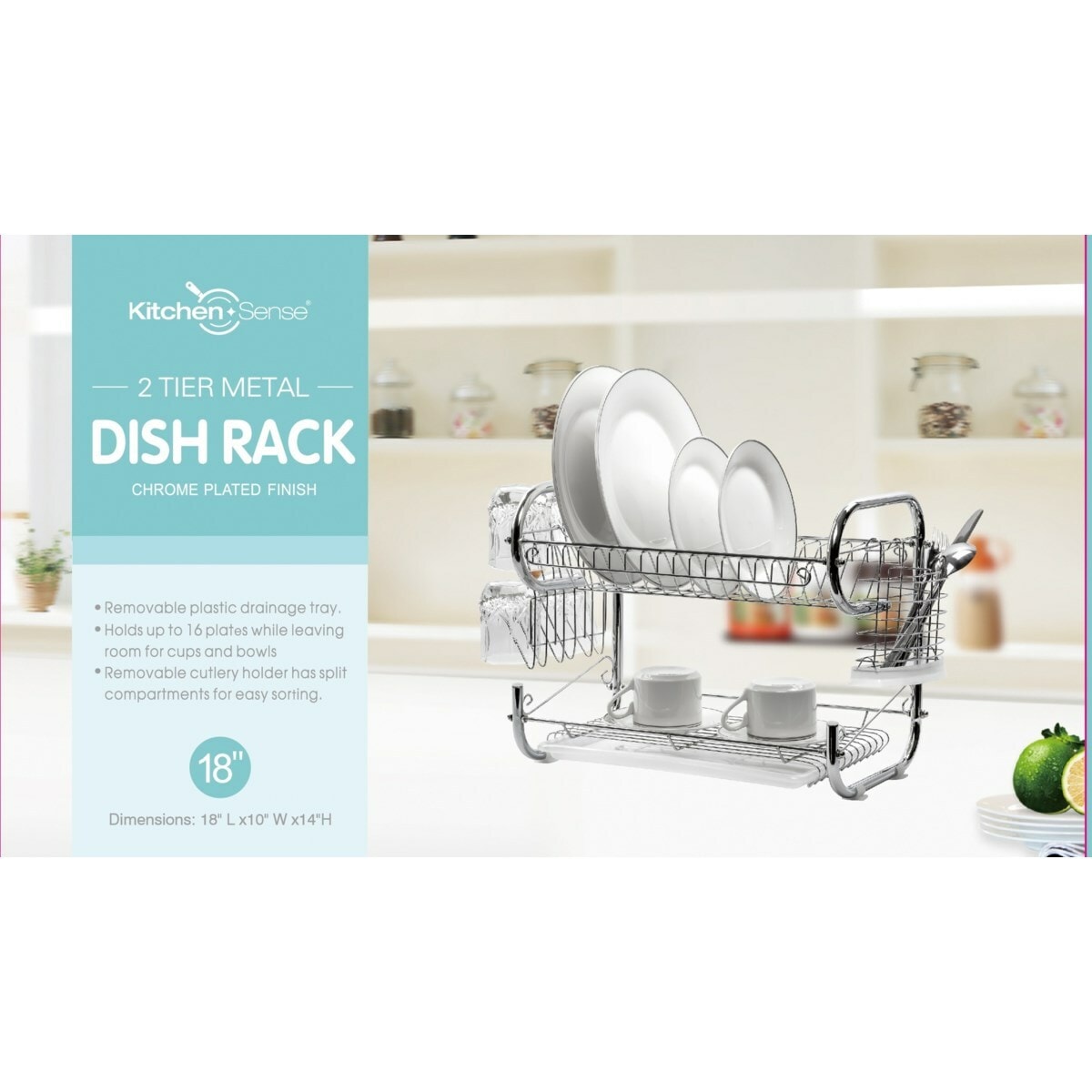 2-Tier Dish Rack Kitchen Dish Drying Rack with Removable Plastic Drainage  Trays