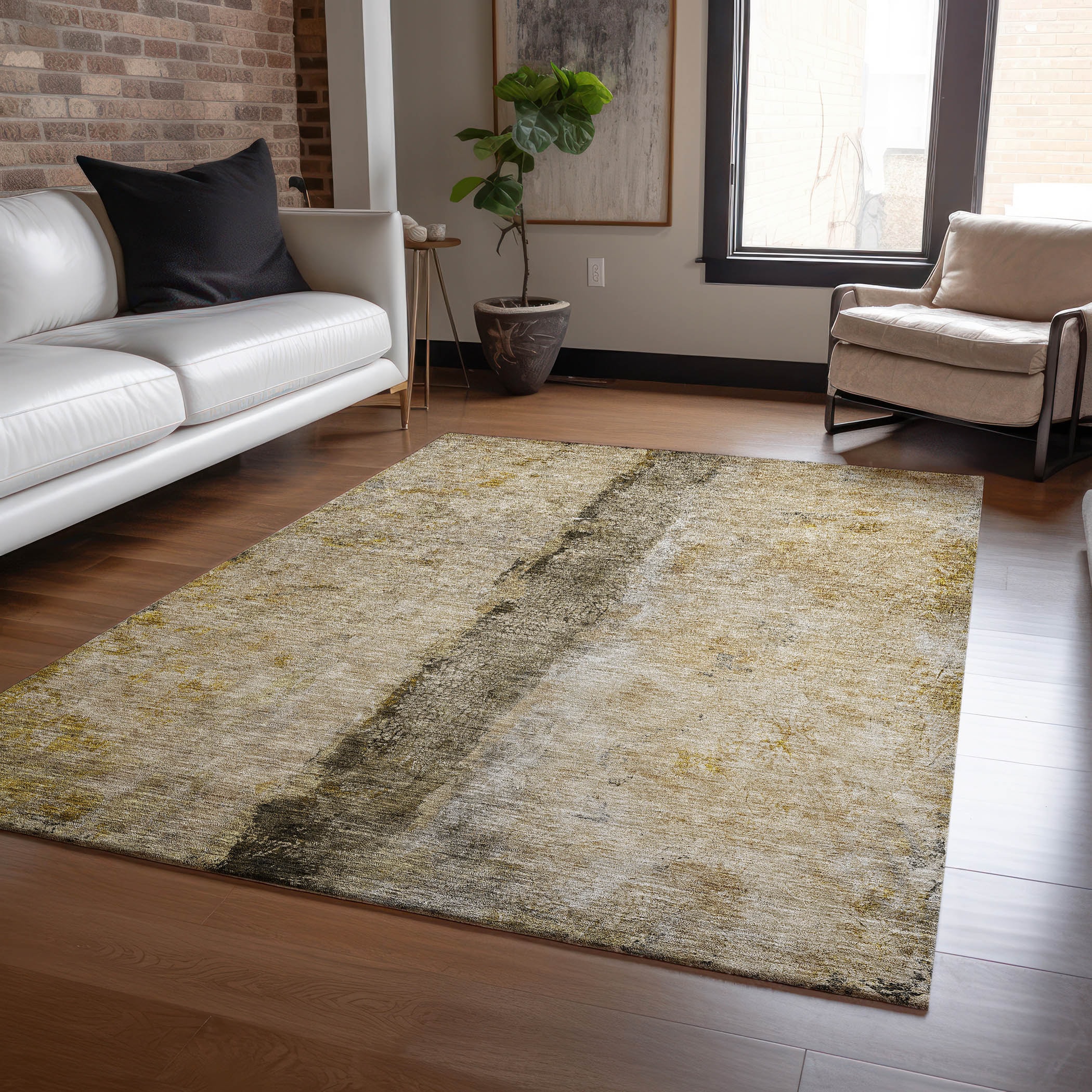 Addison Rugs ACN605BR5X8 Chantille ACN605BR 5 x 7 (ft) Polyester Brown Rectangular Indoor/Outdoor Abstract Machine washable Area rug