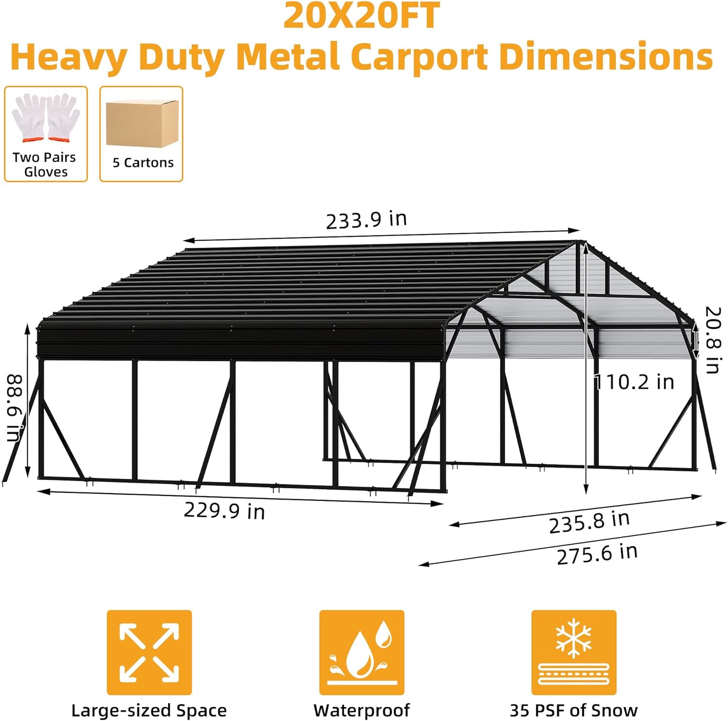IdealHouse JOEY-PZHOQ6A7LY2C Carport-Covers - View #3