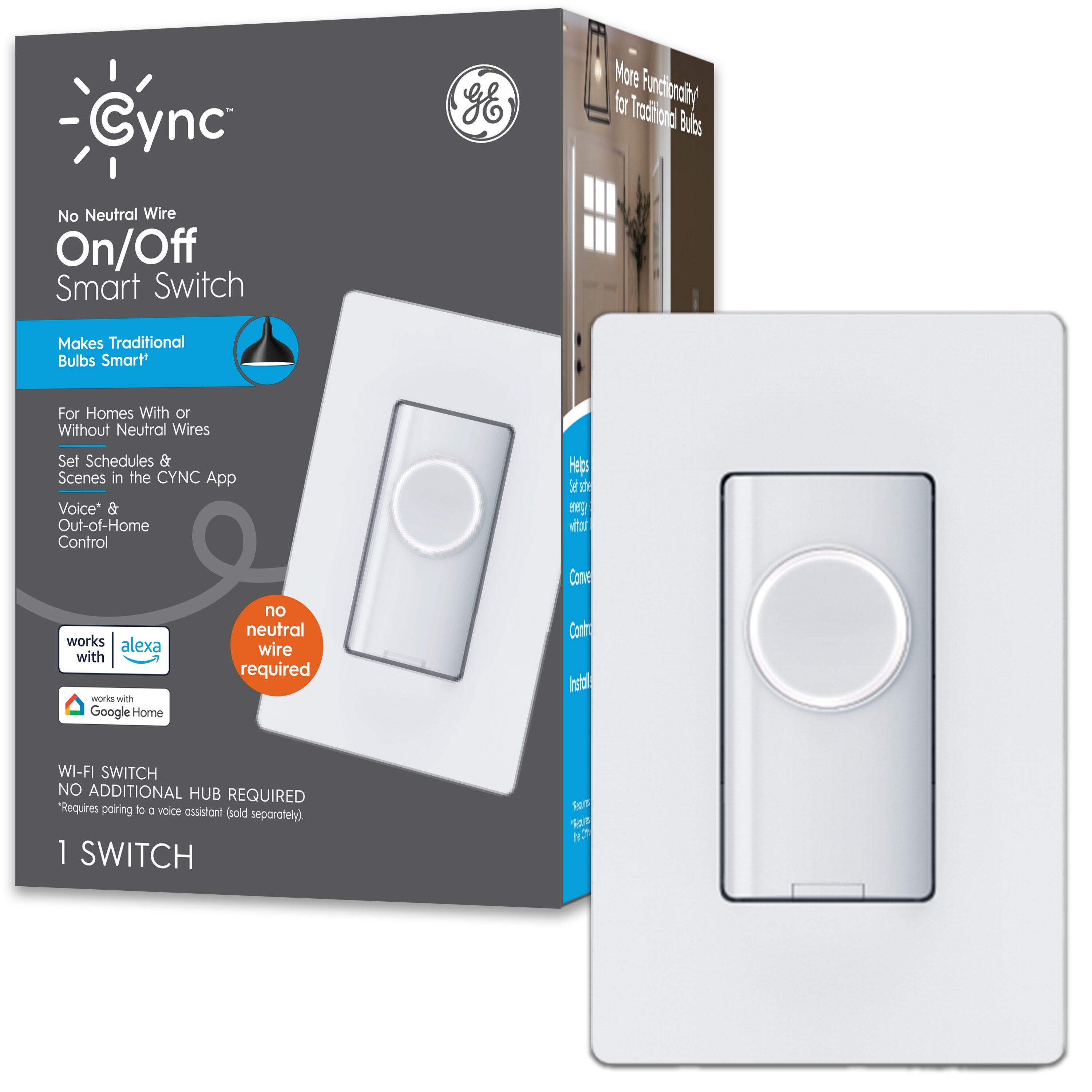 type Transistor avis GE Cync No Neutral Wire-On-Off Button 1.5-amp Single-pole/3-way Smart  Illuminated Touch Light Switch with Wall Plate, White in the Light Switches  department at Lowes.com
