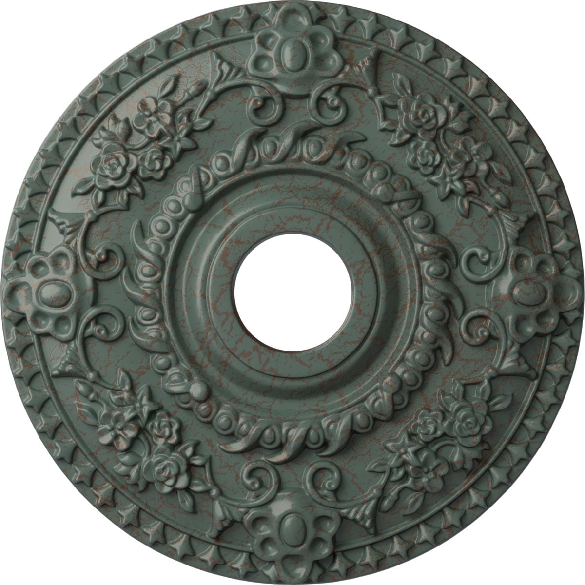 Ekena Millwork CM18ROCBC Rose 18-in W x 18-in L Painted Cloud Burst Crackle Polyurethane Whole Ceiling Medallion
