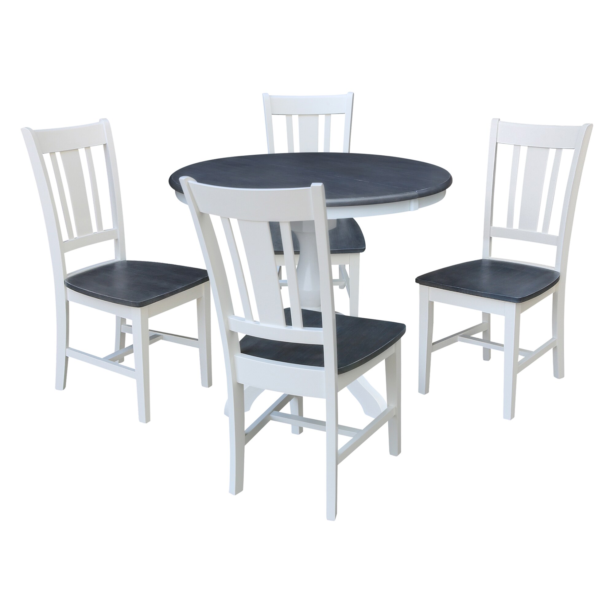 International Concepts K05-36RXT-11B-C10-4 White/Heather Gray Traditional Dining Room Set with Round Table ( Seats 4 )