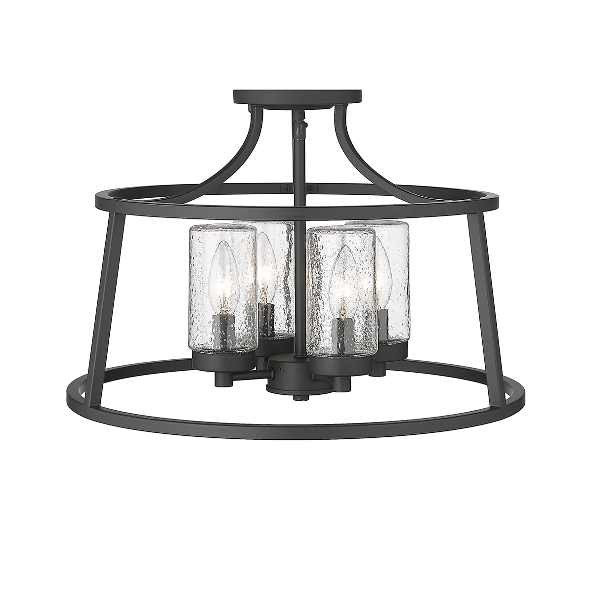 Millennium Lighting 4184-MB Errol 4 -Light Matte Black Transitional Clear glass Geometric Medium Hanging Convertible pendant/Semi-flush