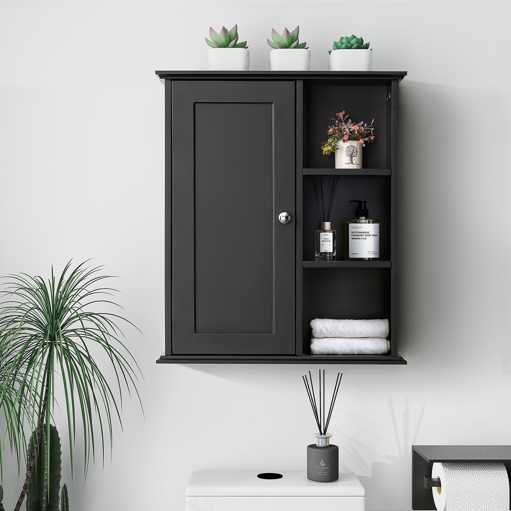 BEARSOLIM 23.6-in x 27.6-in Medicine Cabinet Soft-closing MDF Bathroom Wall Cabinet