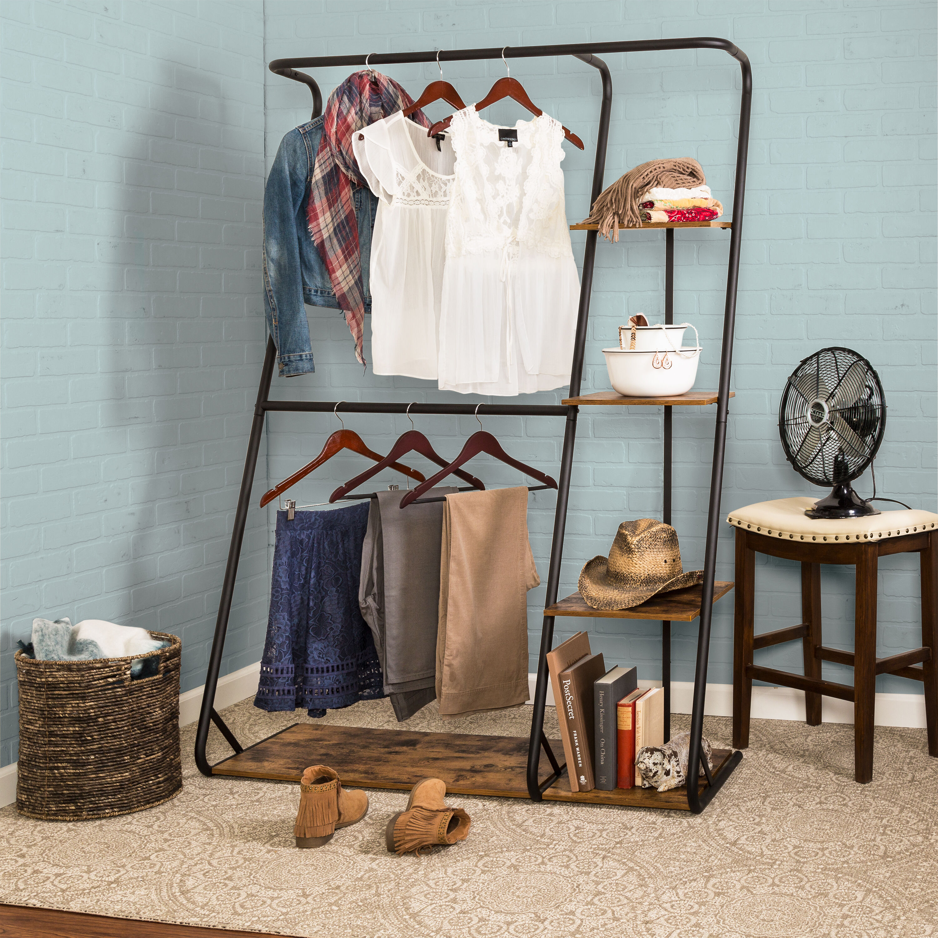 Industrial Clothes Rack, Wall-Mounted Closet Rod, Space-Saving Clothing  Rack for Hanging Clothes, Heavy Duty Metal Pipe Hanging Bar for Laundry  Room, Closet - China Metal Clothing Rack and Clothes Garment Coat Rack