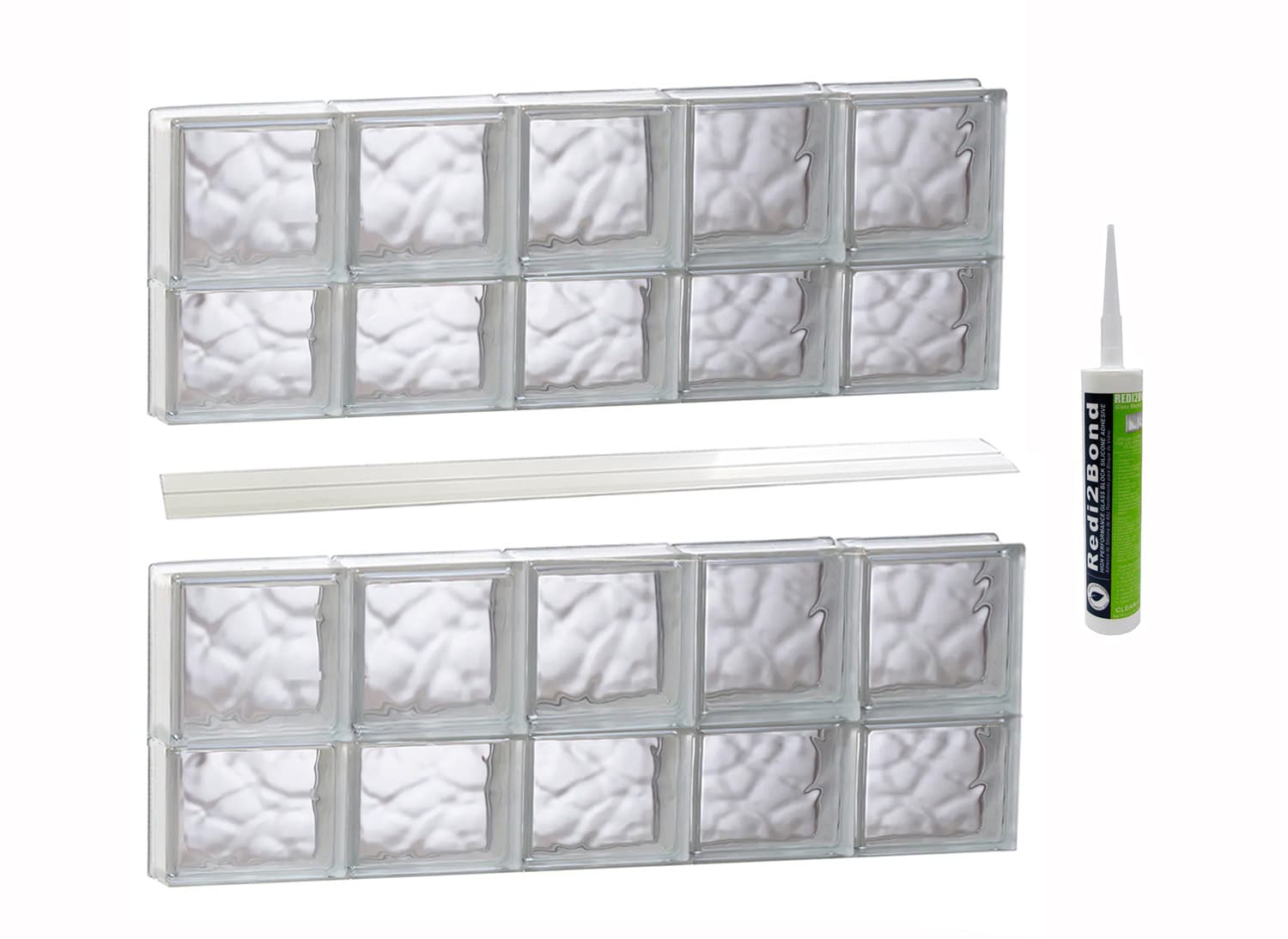 REDI2SET S4028DC Wavy Glass 38-3/4-in x 27-in Frameless Replacement Glass Block Window