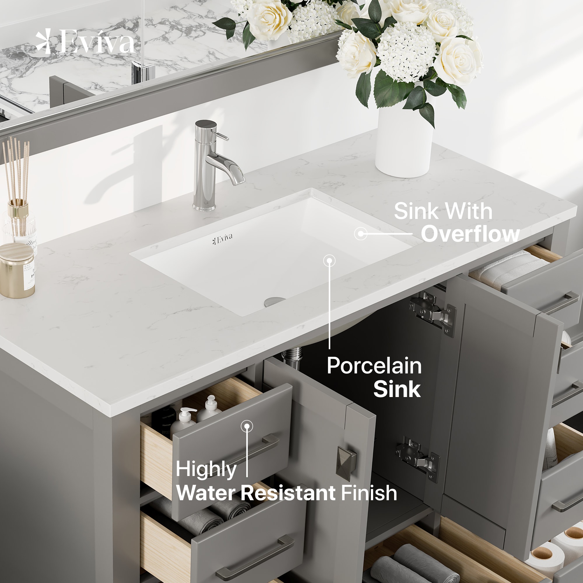 Eviva TVN414-48X18GR-Q Bath-Vanity-Combo - View #4