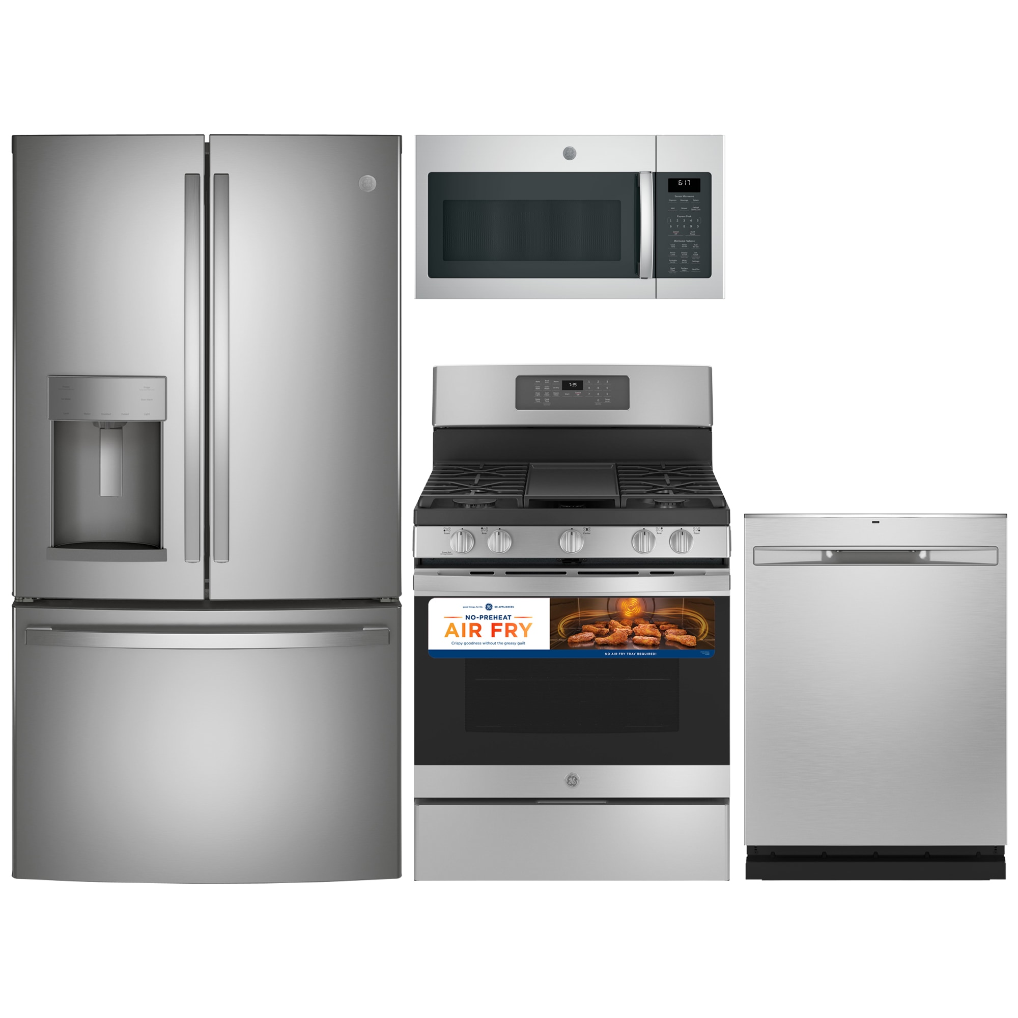 GE 30 in. 5.0 cu. ft. Air Fry Convection Oven Freestanding Gas Range with 5  Sealed Burners & Griddle - Stainless Steel