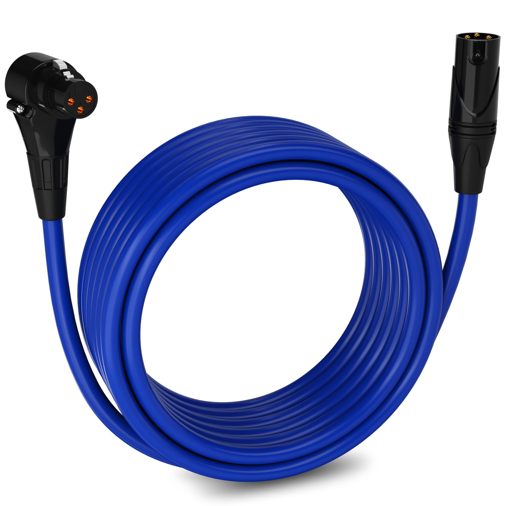 LyxPro 25 ft Right Angle XLR Cable - Female to Male - 3 Pin Microphone Cable #LYXLCS12RA25BL