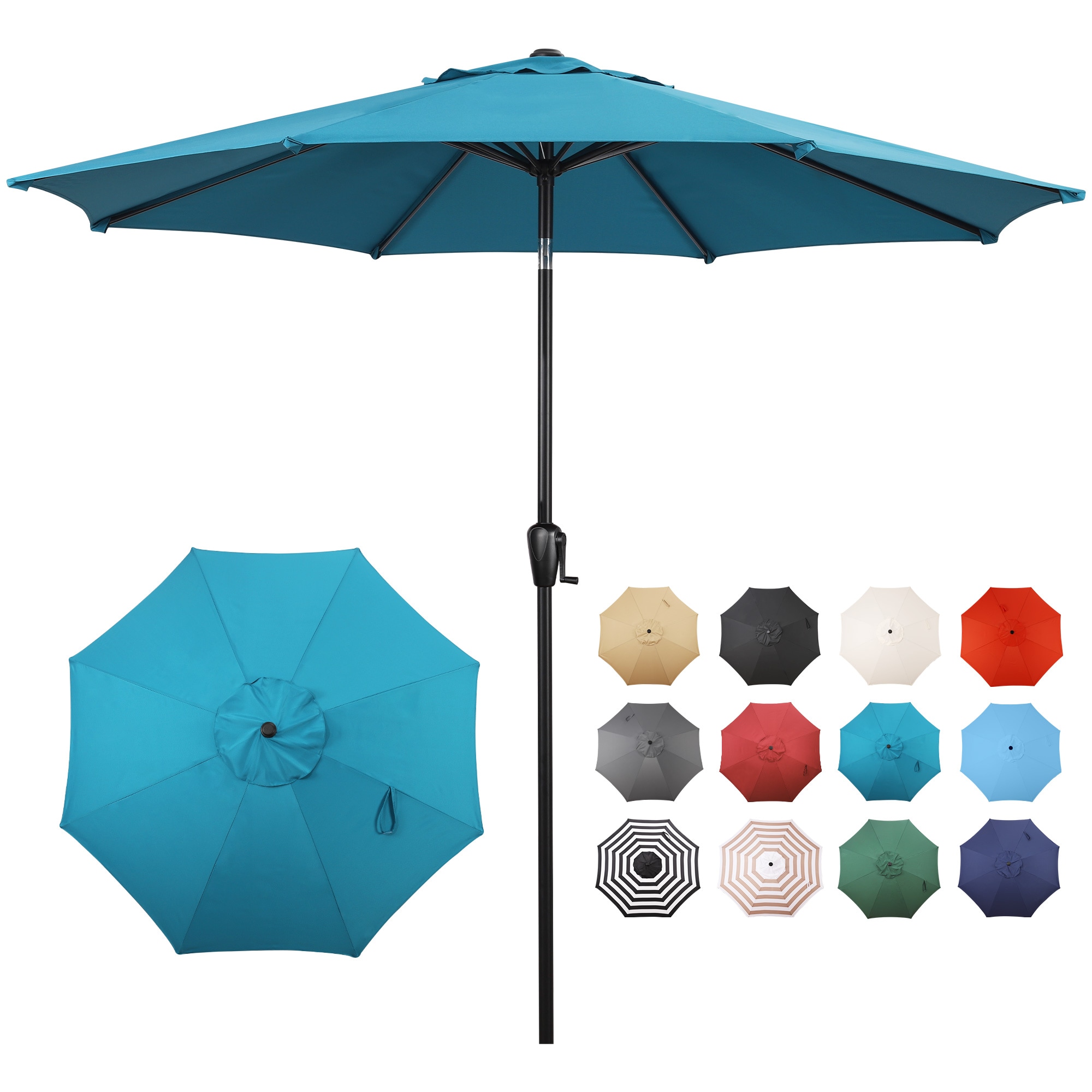 Patio Premier 2L1006T 9-ft Steel Blue Push-button Tilt Market Patio Umbrella