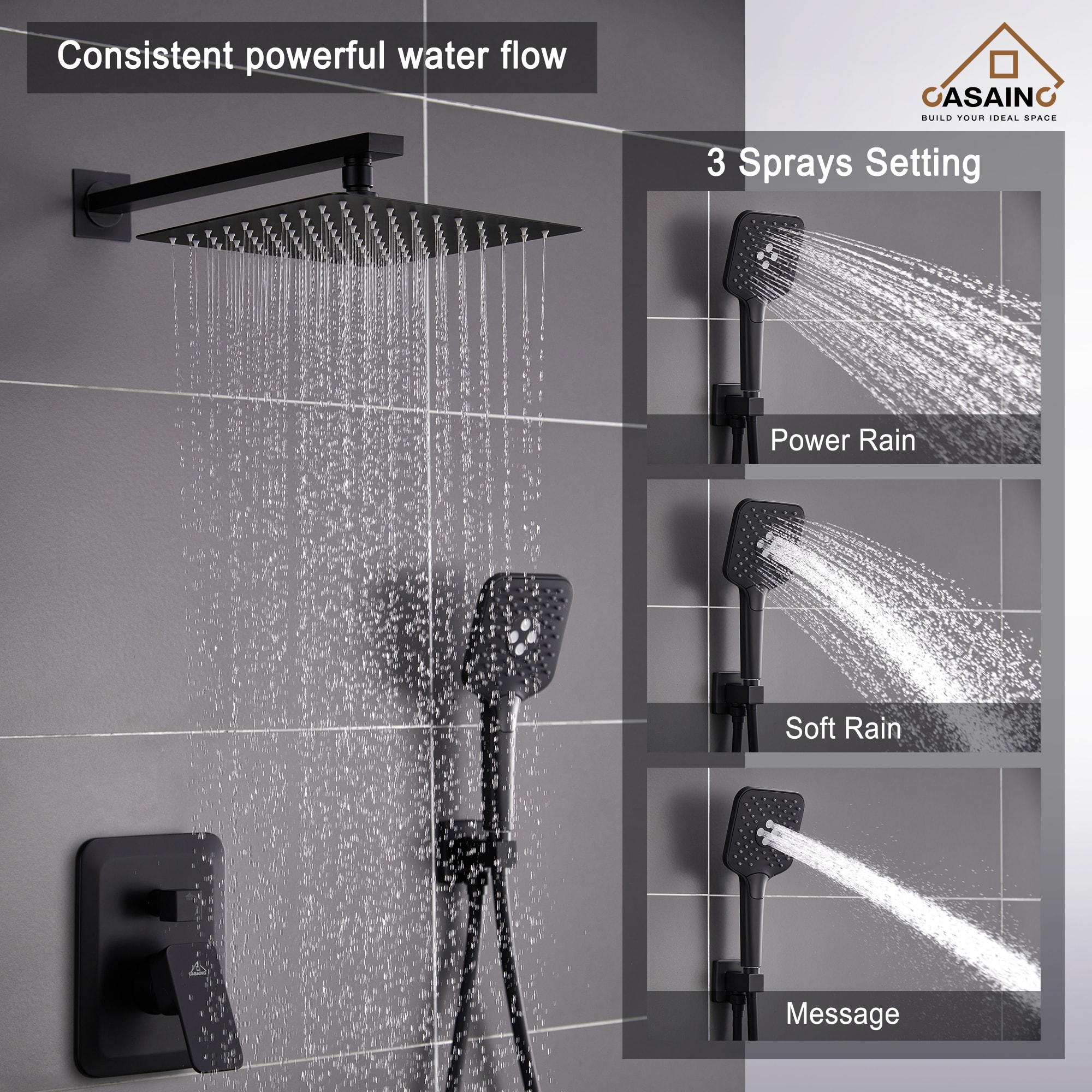 CASAINC HM-B205-SQ-MB Tub-Shower-Faucets - View #7