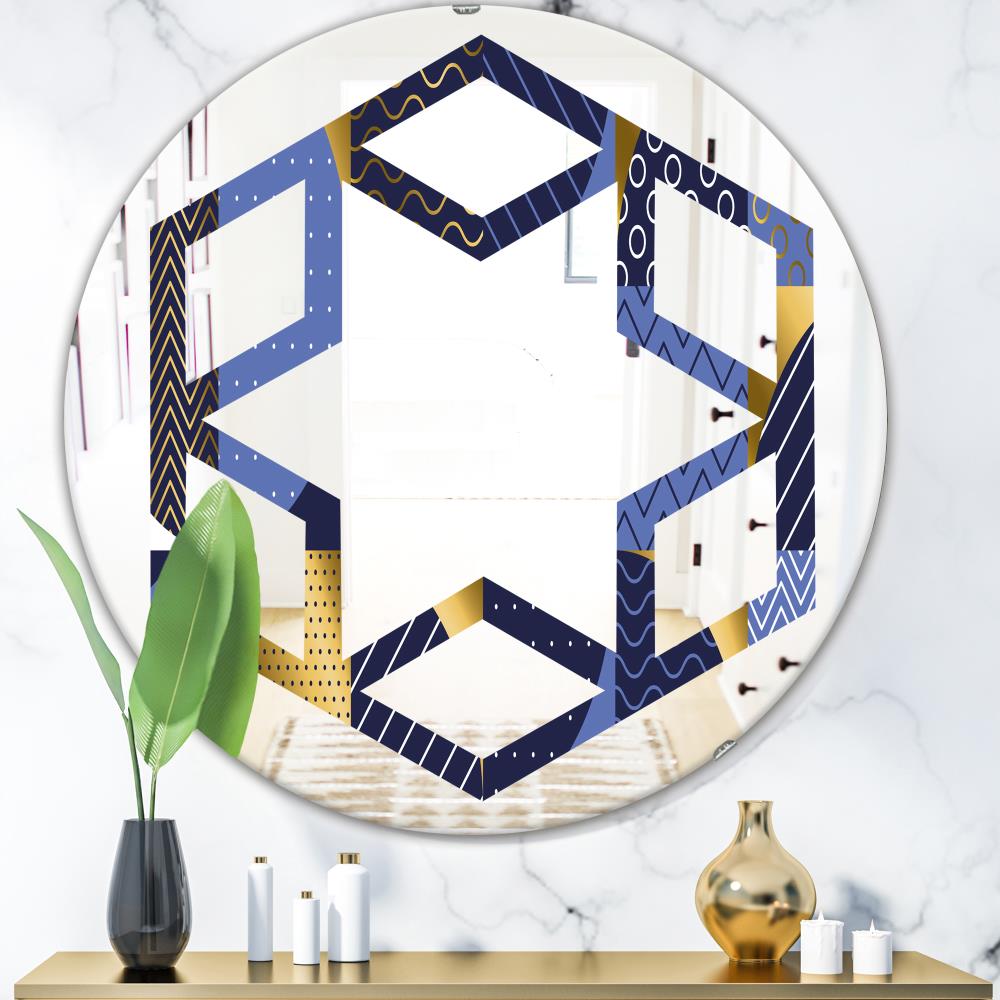 Designart Designart Mirrors 24-in W x 24-in H Round Blue Polished ...