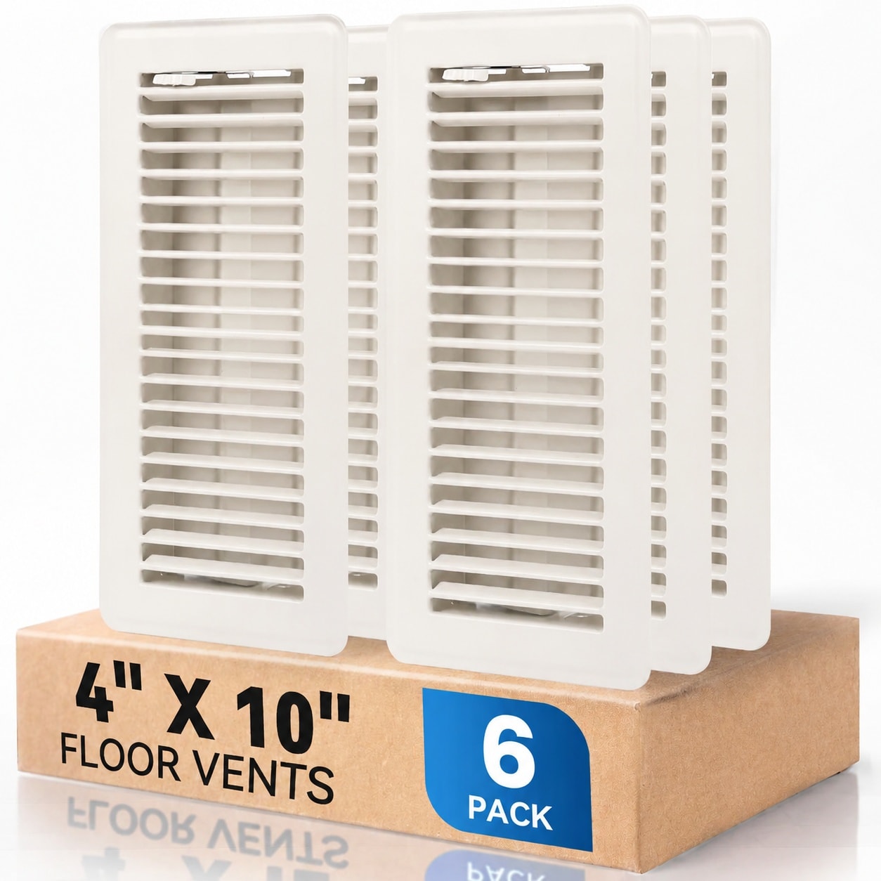 Lukvuzo  4 by 10 Floor Register Vent Covers 6 Pack Powder Coated Metal Adjustable Airflow White durable home and garden accessory designed for