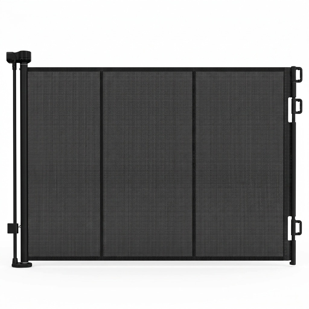 Etokfoks  41 x 80 Adjustable Extra Tall Retractable Safety Gate with Lock Waterproof Black Mesh Indoor Outdoor