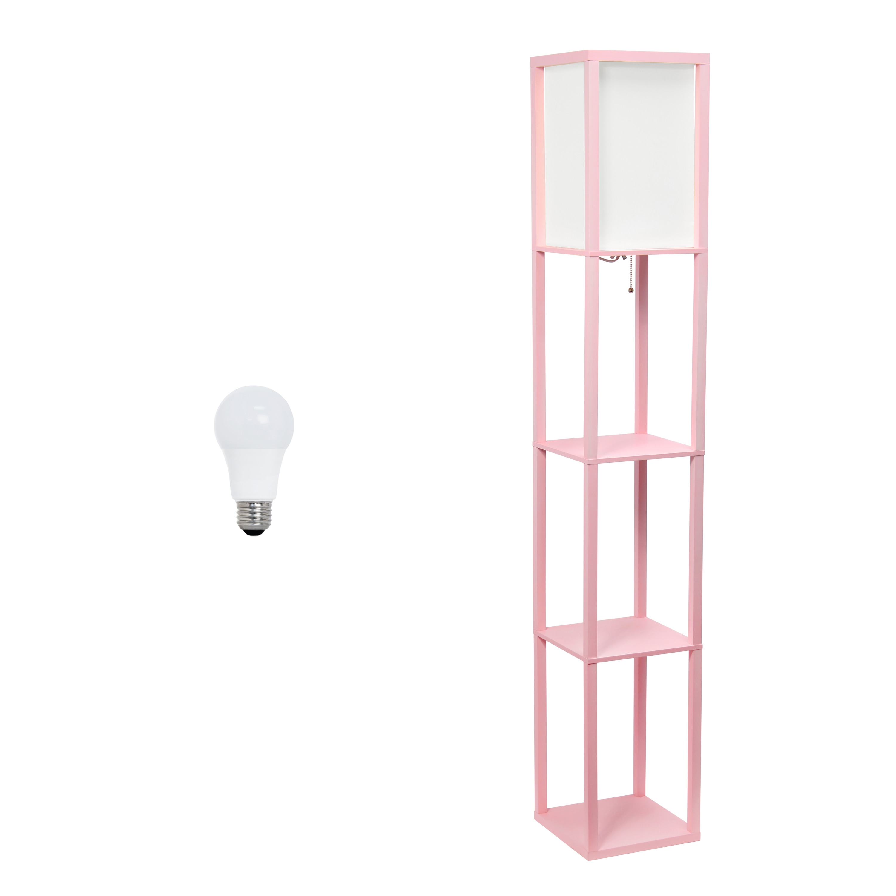 Lalia Home LHF-3004-LP-LB Classix 62.5-in Light Pink Shelf Floor Lamp with Linen Shade