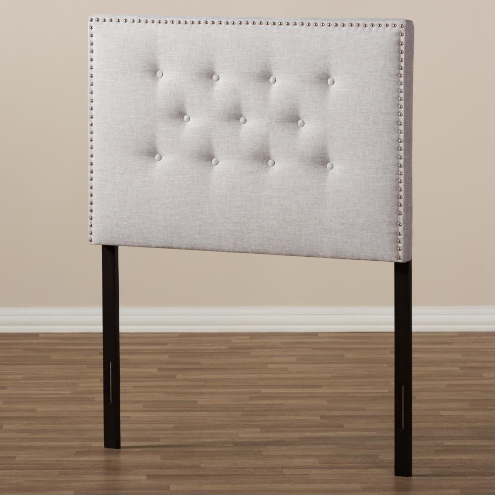 Baxton Studio Windsor Grey Twin Linen Upholstered Headboard at