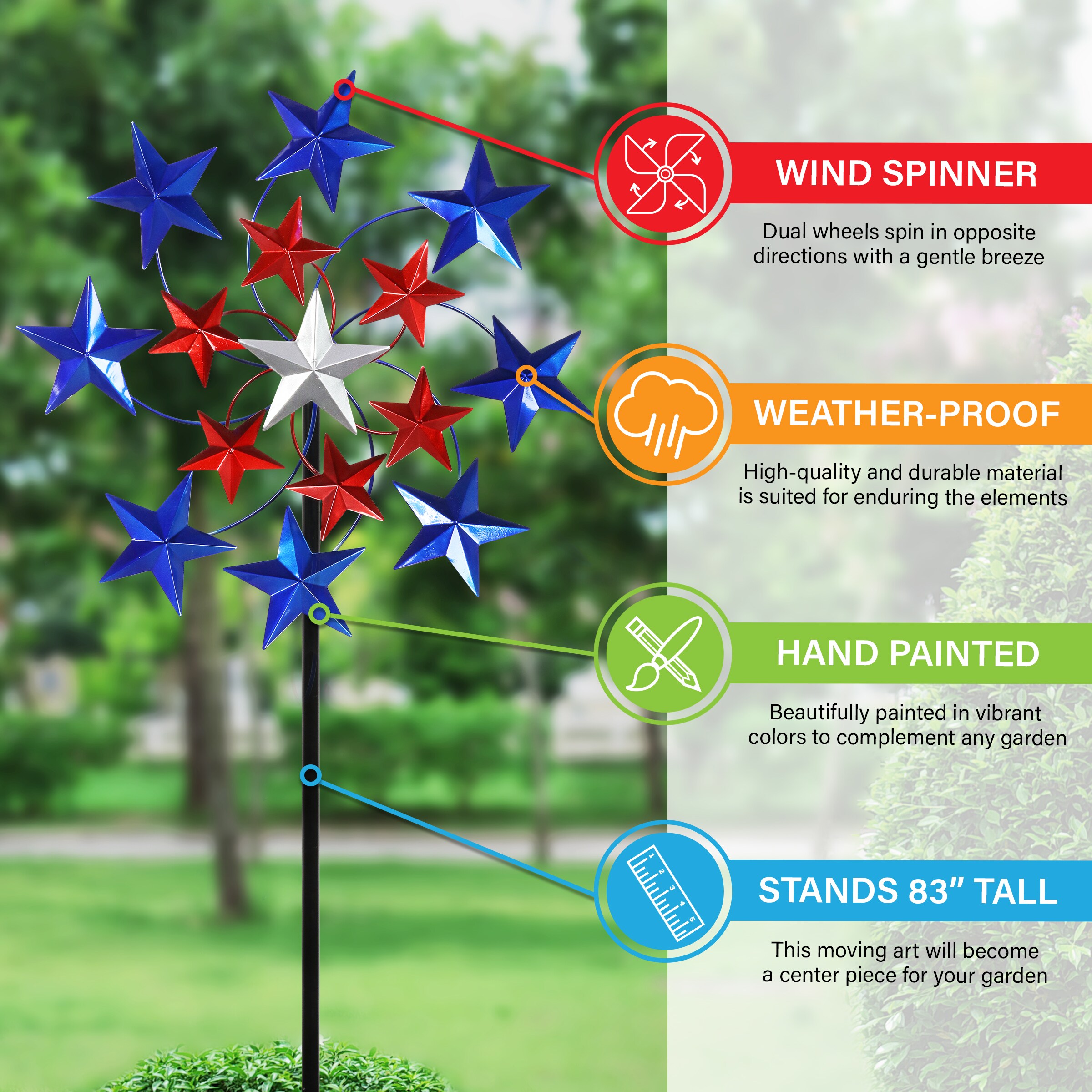 Exhart 83-in Patriotic Usa Metal Traditional Stake at Lowes.com