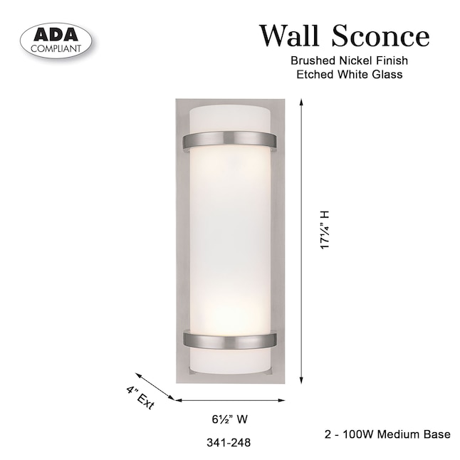 Minka Lavery 6.5-in W 2-Light Brushed Nickel Modern/Contemporary Wall ...