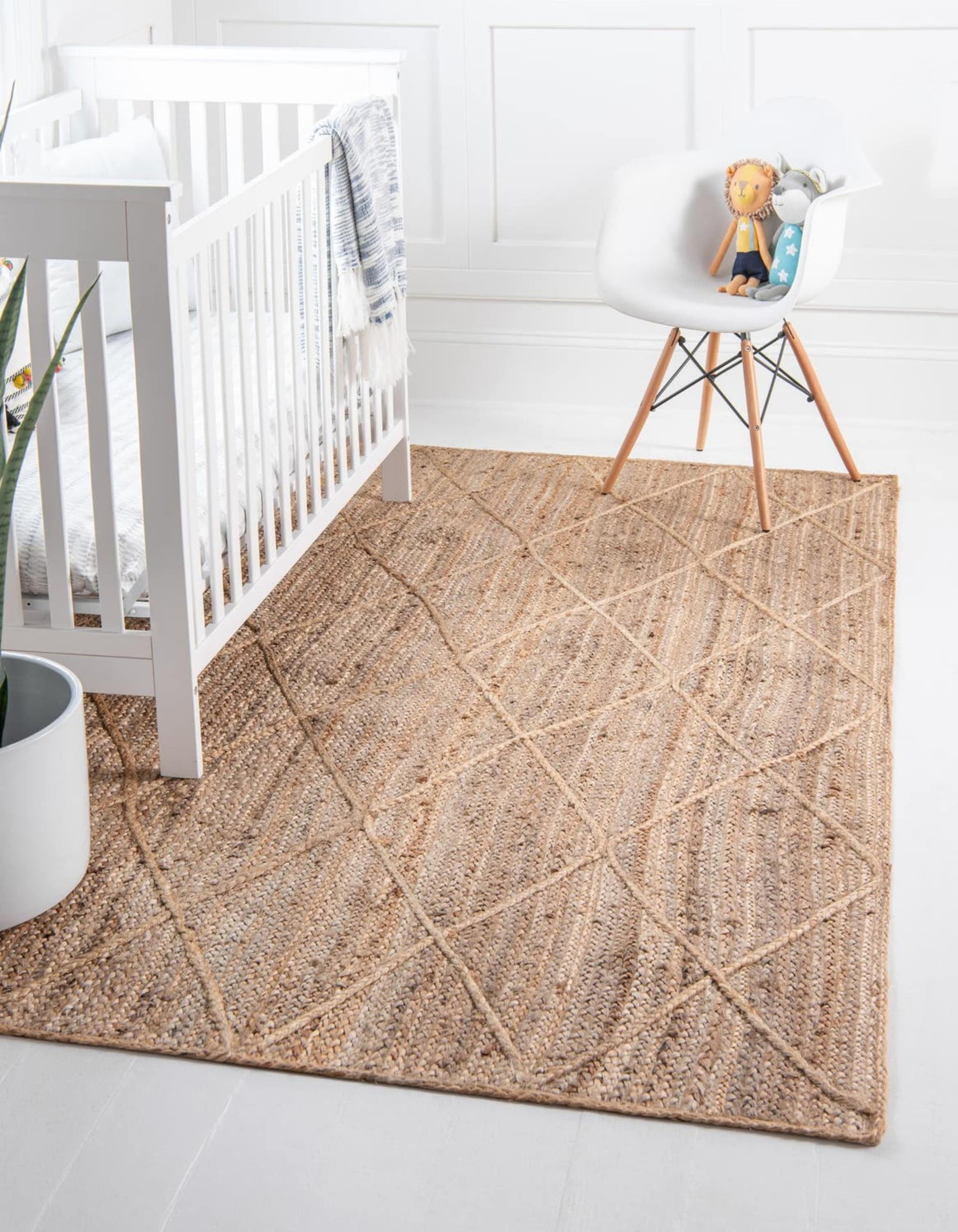 Unique Loom 3146836 Braided Jute 6 x 9 (ft) Braided Jute Natural Rectangular Indoor Solid Area rug