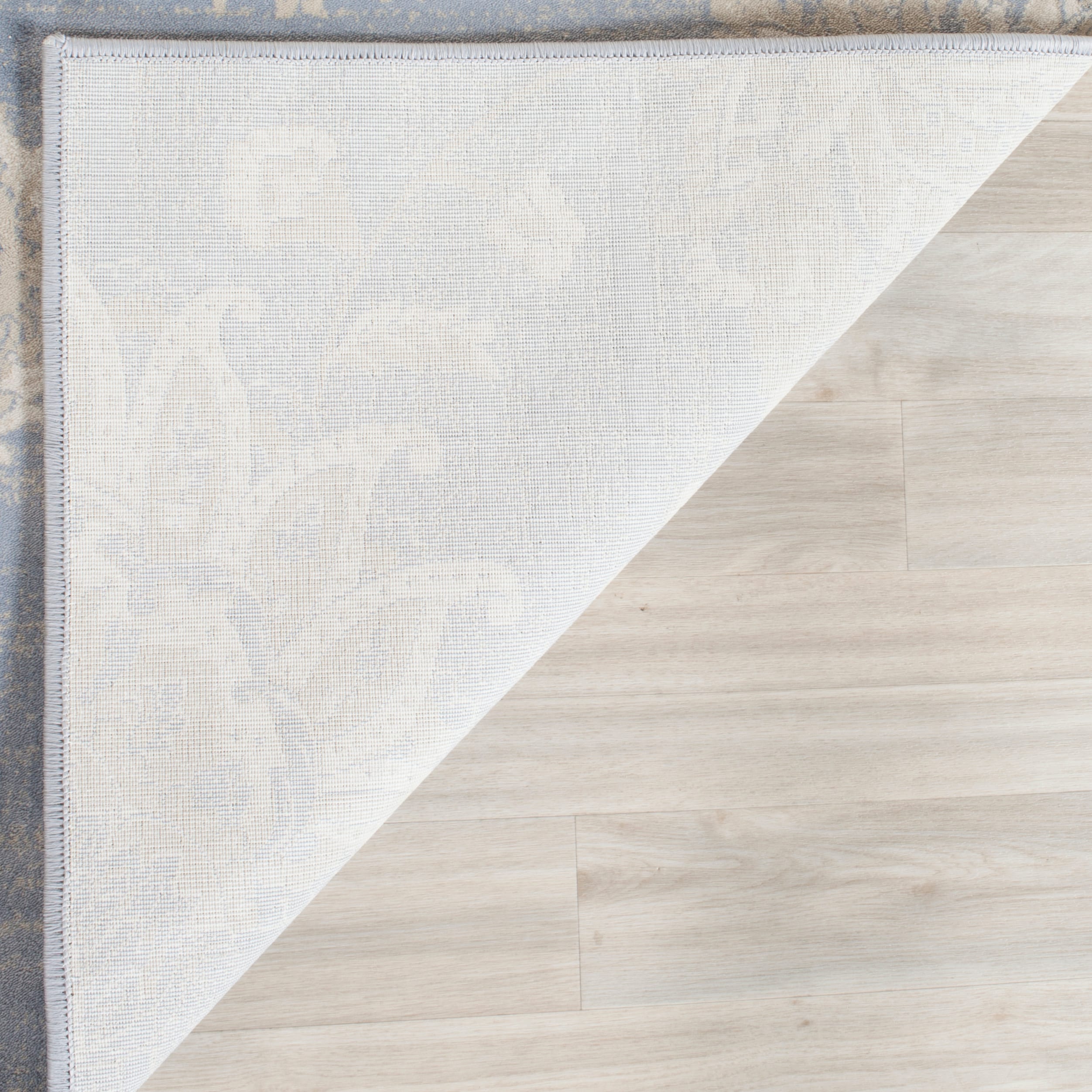 Light Blue and Ivory Viscose Floral Runner Rug, 2'2" x 8'