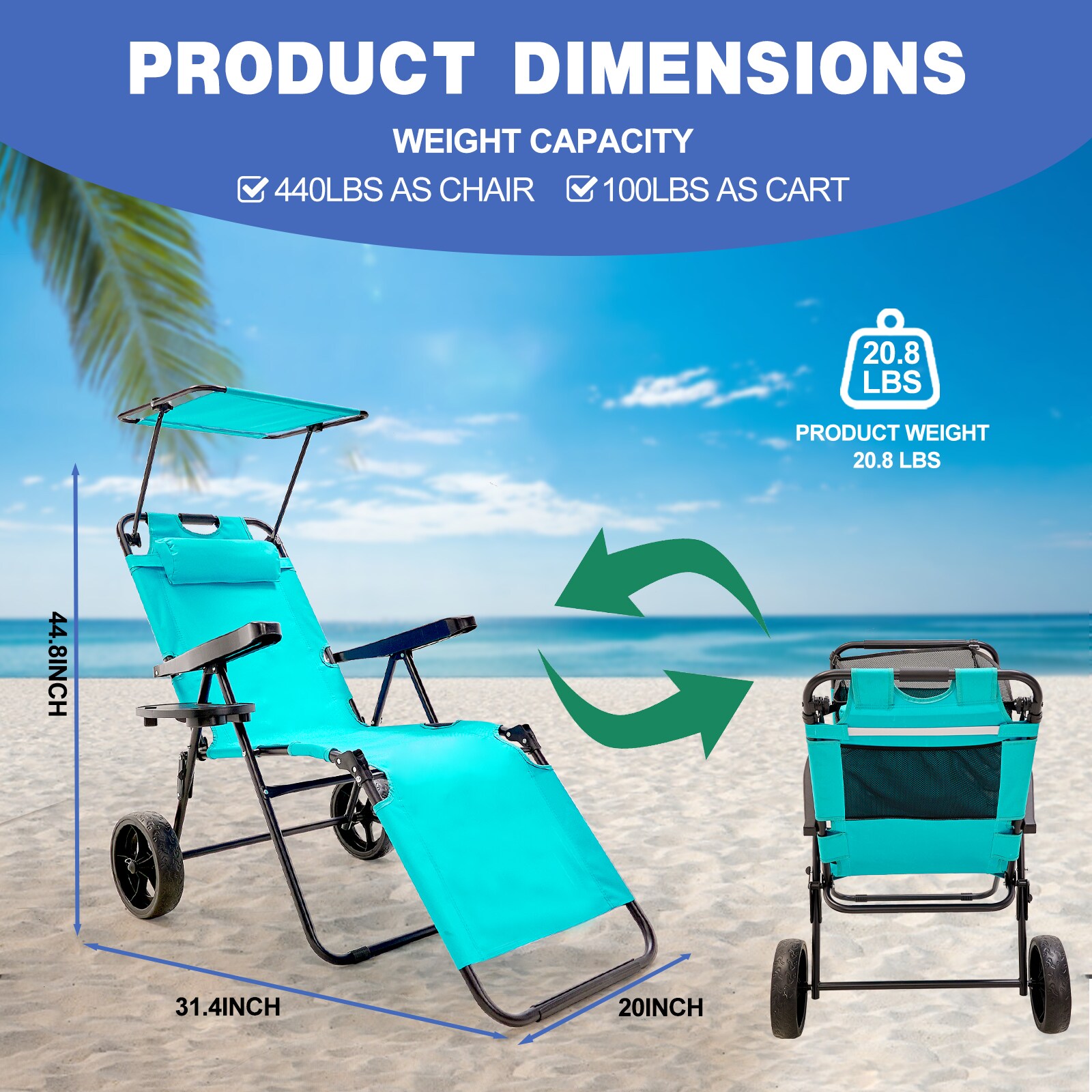 Esazn LYSTY-BR-BL Beach-Camping-Chairs - View #3