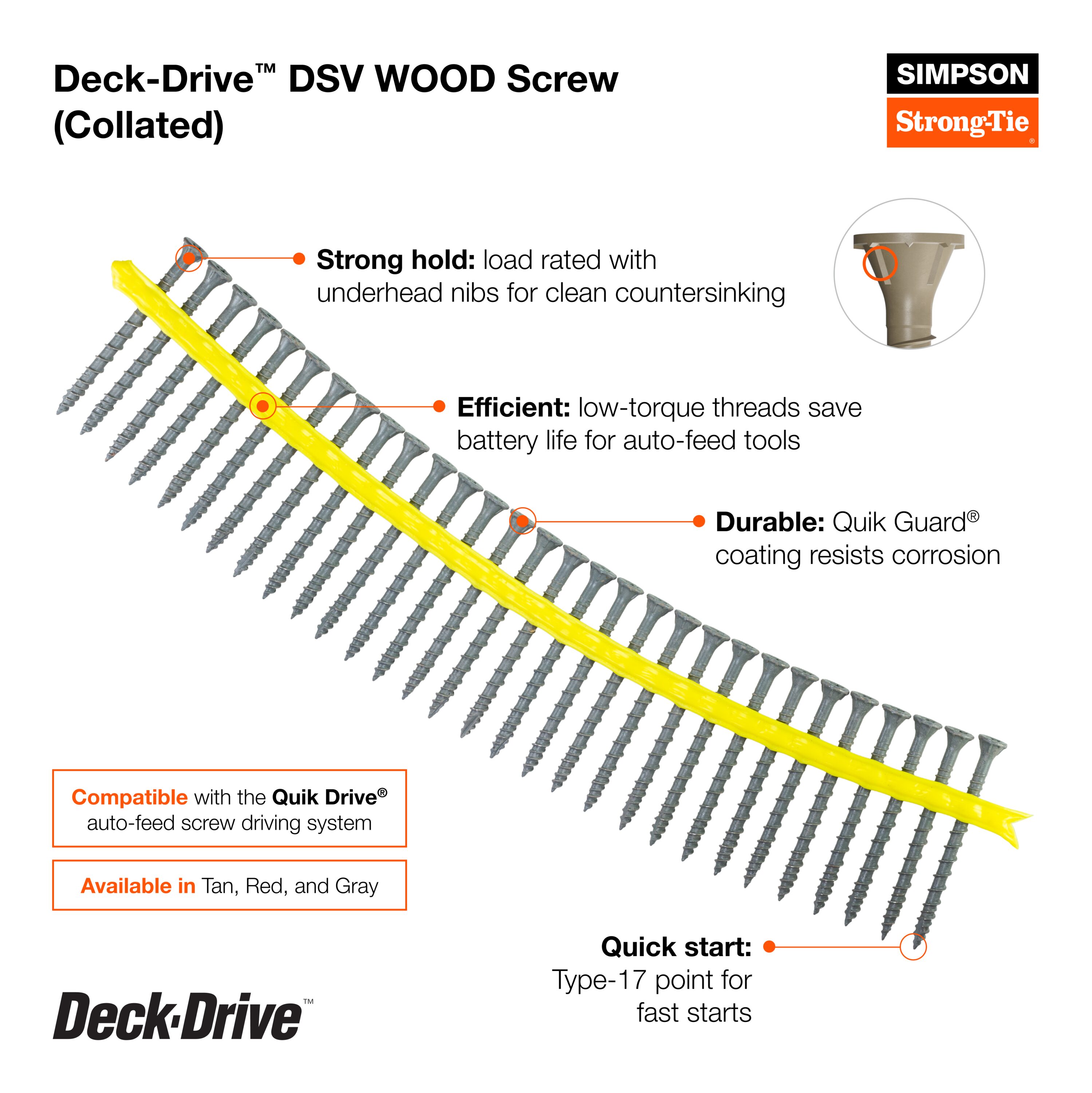 QUIK DRIVE BY SIMPSON STRONG TIE DSVT2S Deck-Screws - View #2