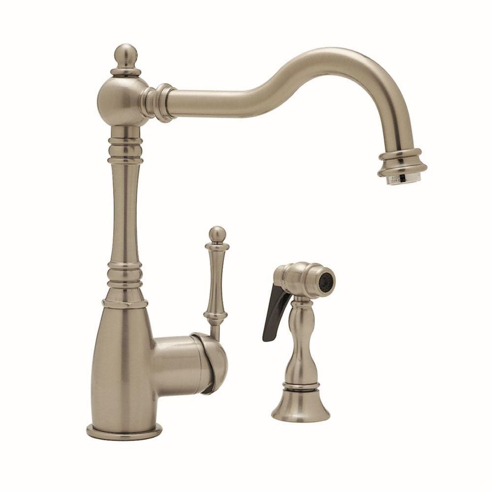 BLANCO 441426 Grace Satin Nickel 1-Handle Deck Mount High-Arc Kitchen Faucet