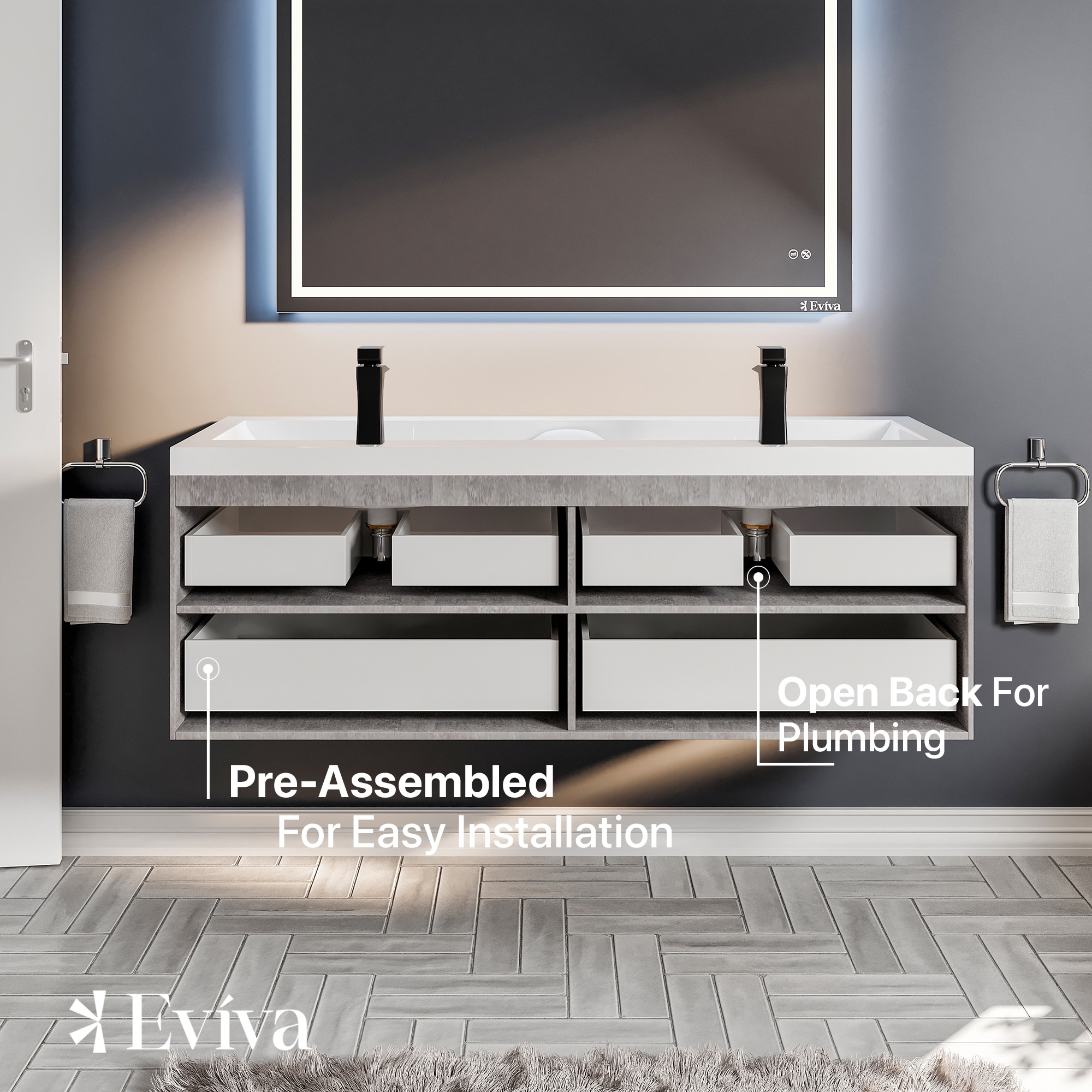 Eviva EVVN144-57CGR Bath-Vanity-Combo - View #6