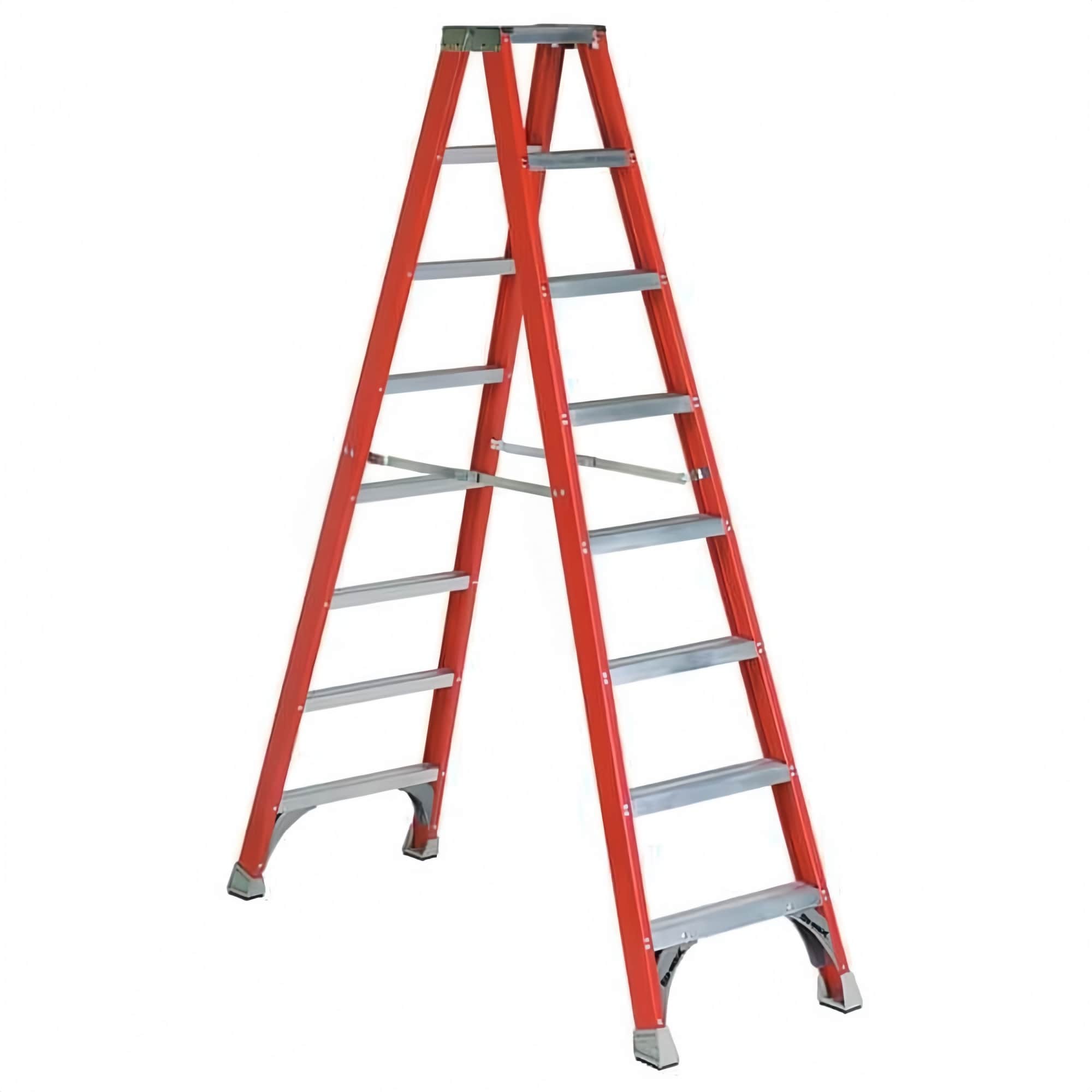 Numhew 8-Ft Red and Silver Alloy Steel Twin Front Step Ladder with SHOX System